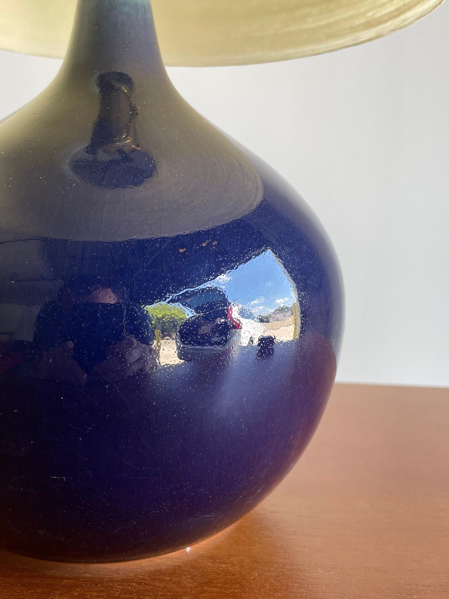 Frisman Vintage Lotte and Gunnar Bostlund Table Lamp in Royal Blue Ceramic