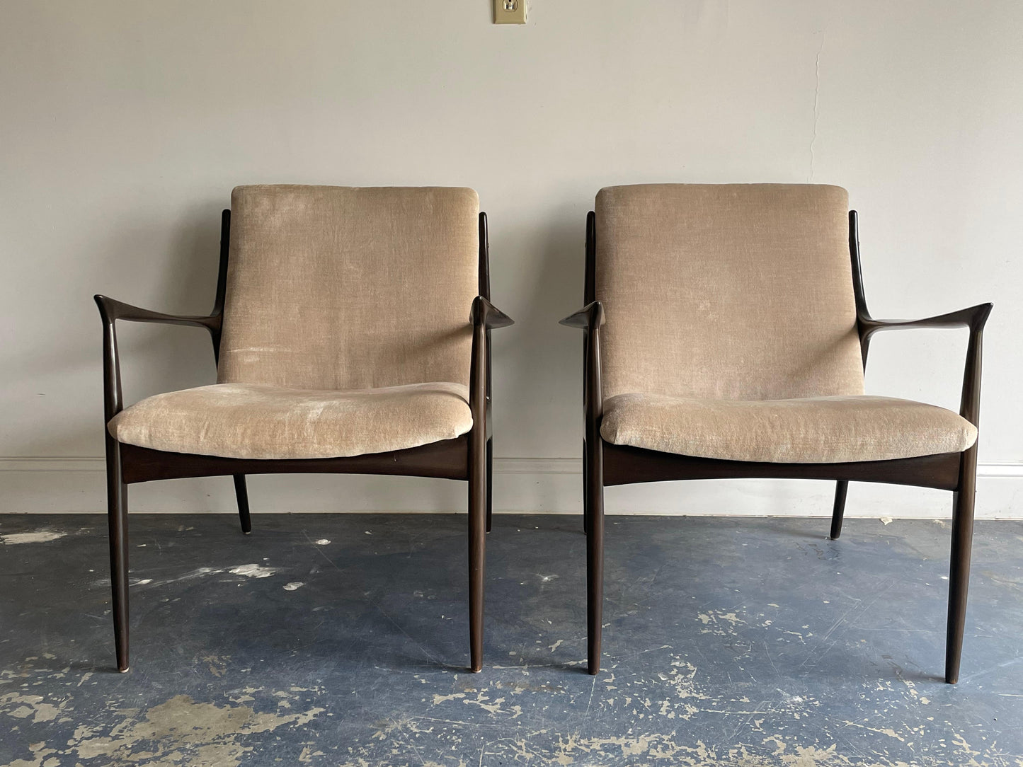 Frisman Vintage Ib Kofod Larsen Sculptural Lounge Chairs