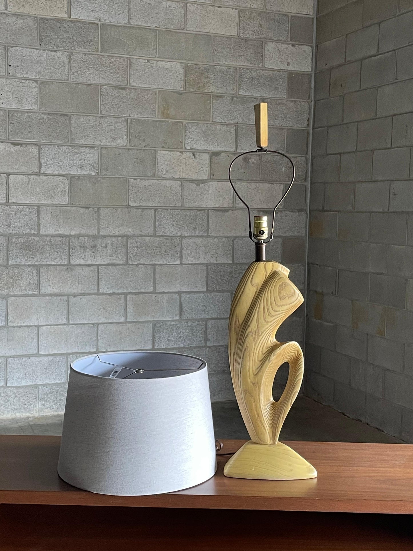 Frisman Vintage Large Biomorphic Cerused Modernist Table Lamp After Yasha Heifetz