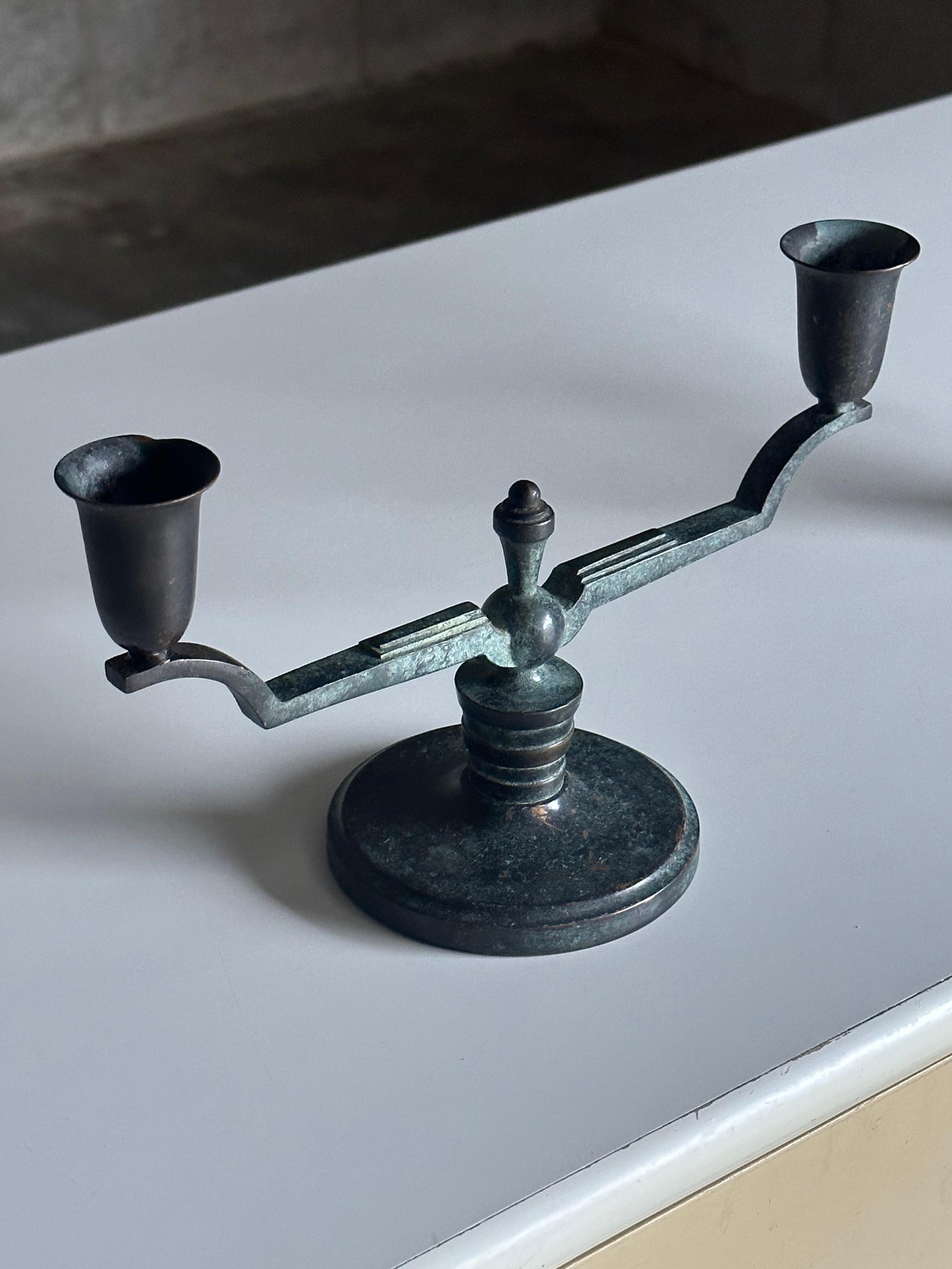 Frisman Vintage Bronze Candelabras by Nils Johan for äkta Brons Svensk Vara, a Pair