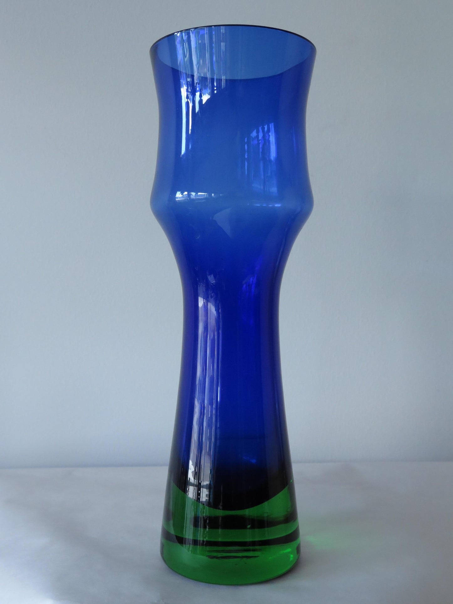 Frisman Vintage Blue and Green Glass Vase by Bo Borgström for Åseda, Sweden, 1960s