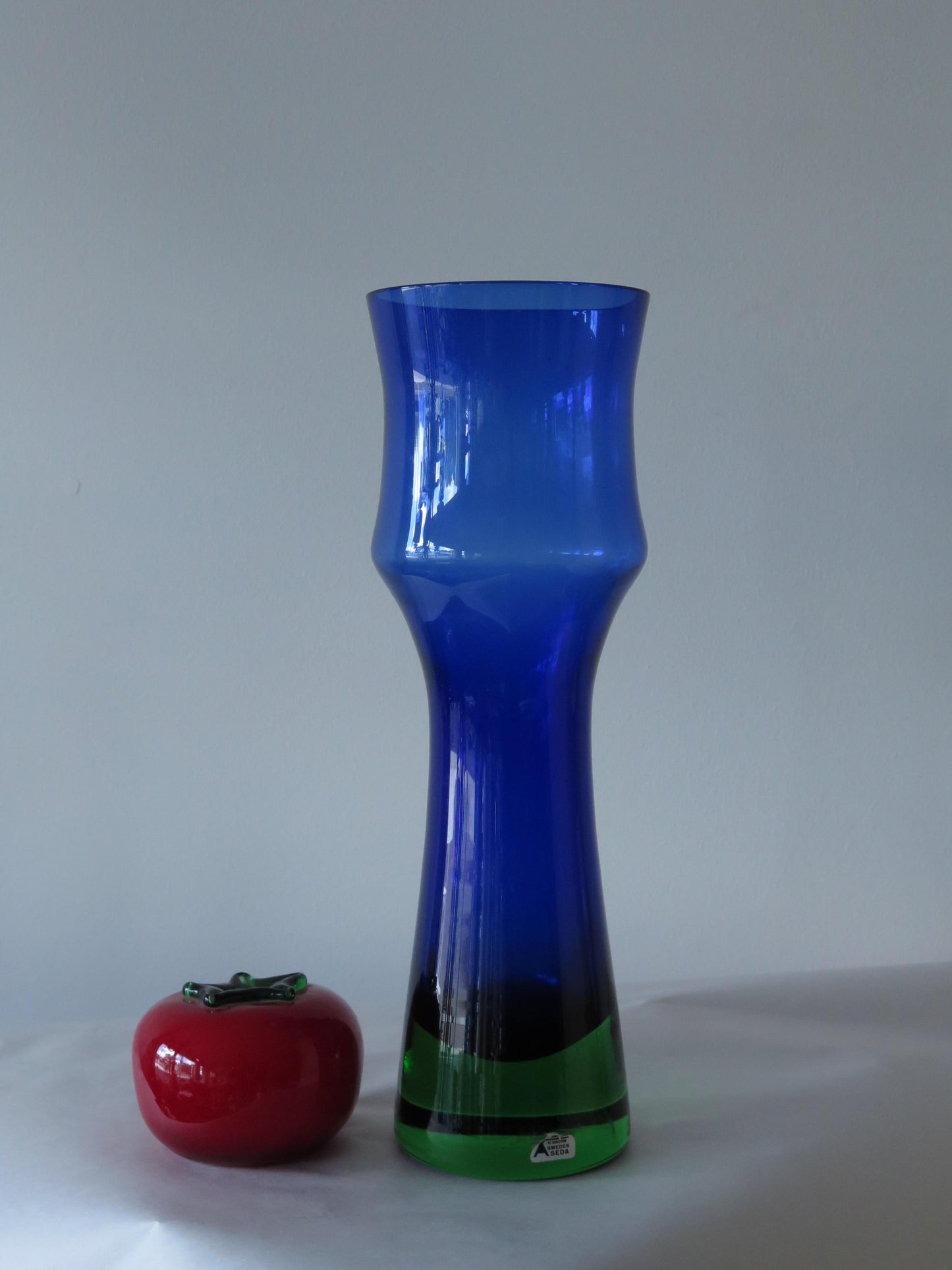 Frisman Vintage Blue and Green Glass Vase by Bo Borgström for Åseda, Sweden, 1960s