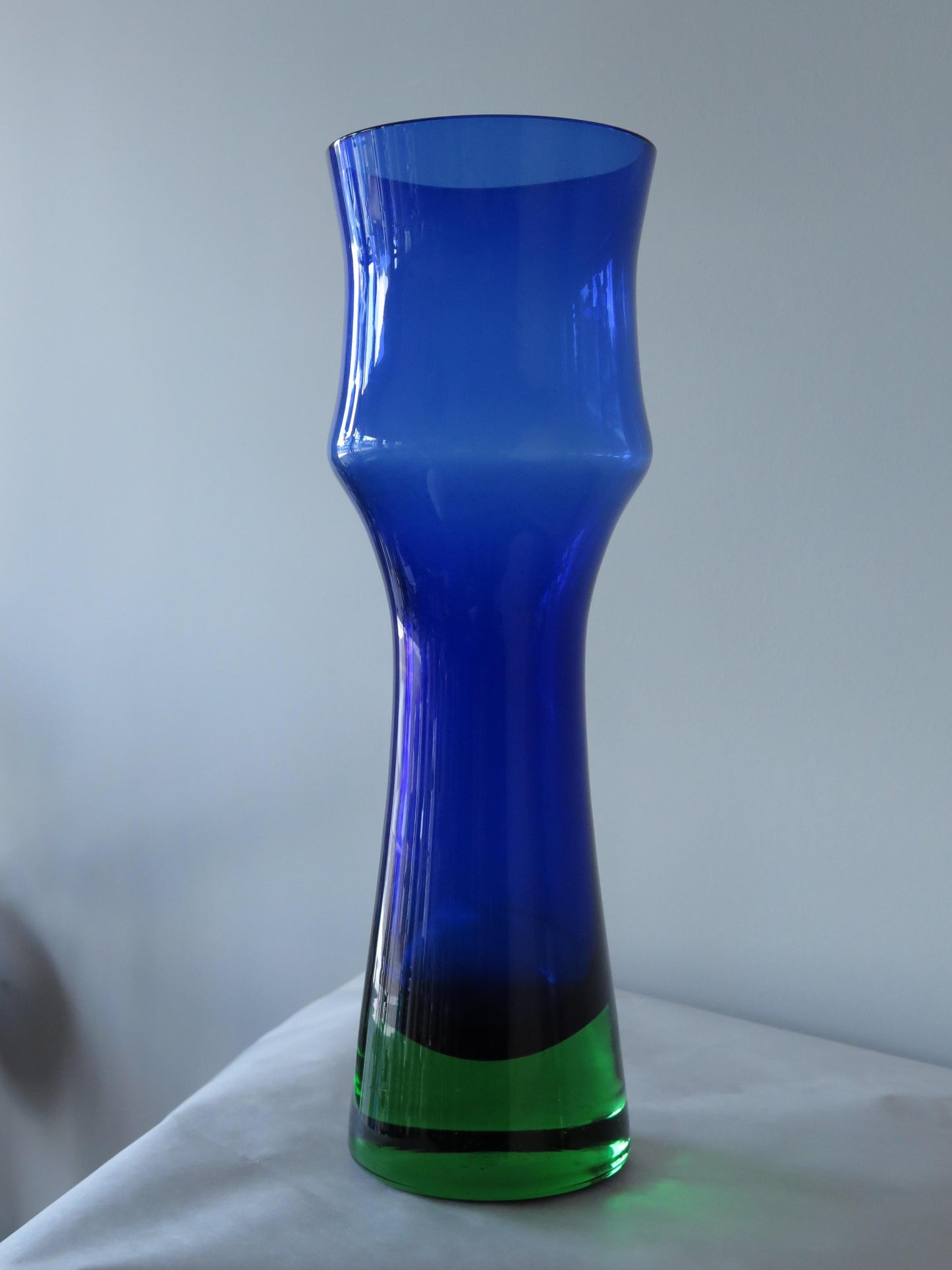 Frisman Vintage Blue and Green Glass Vase by Bo Borgström for Åseda, Sweden, 1960s