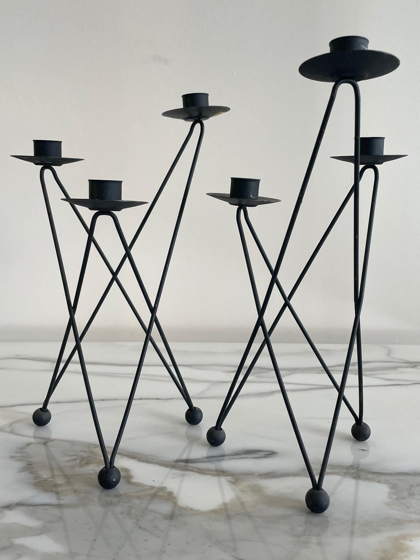Frisman Vintage Pair of Atomic Candleholders by Architect Victor Bisharat