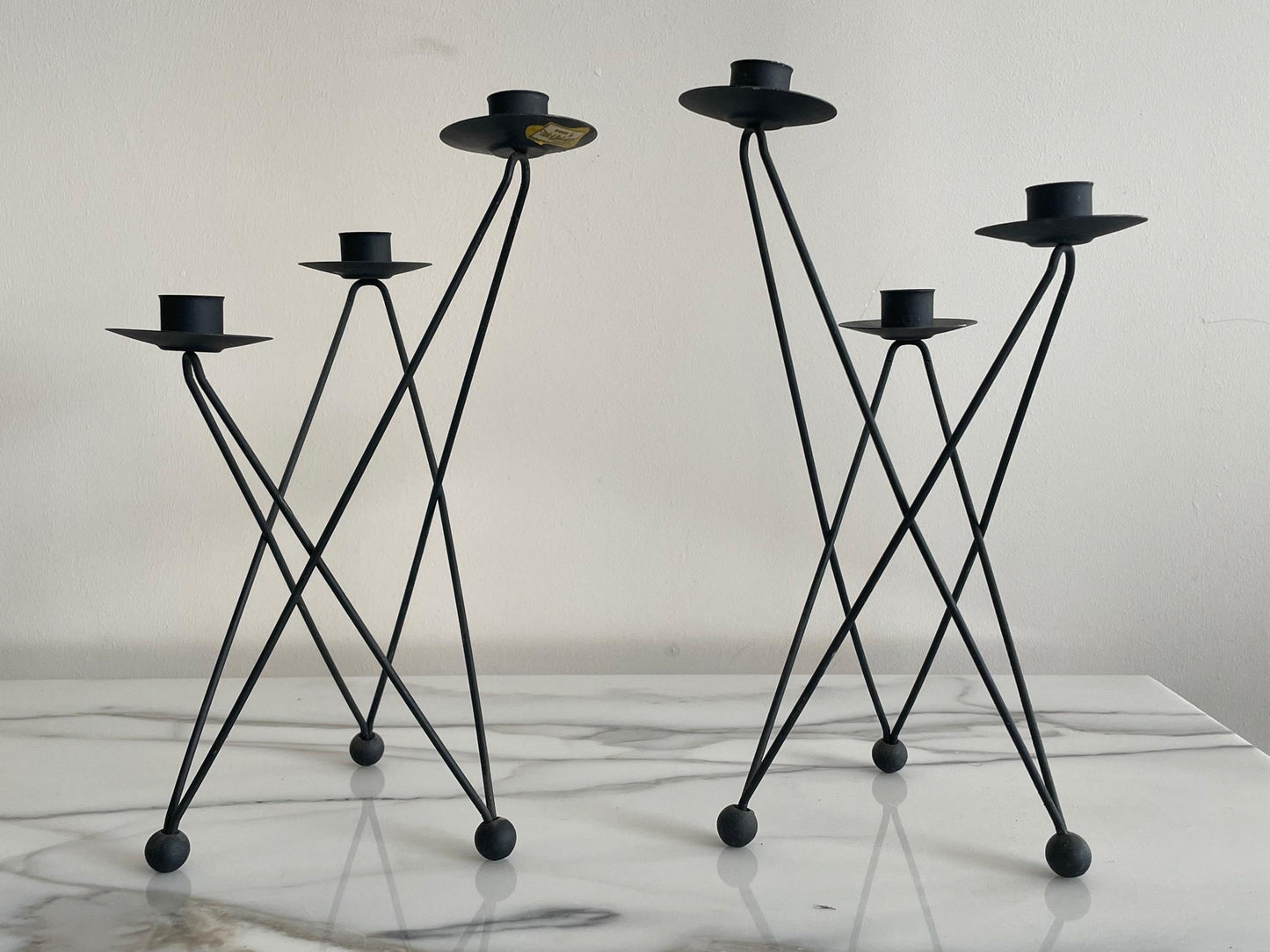 Frisman Vintage Pair of Atomic Candleholders by Architect Victor Bisharat