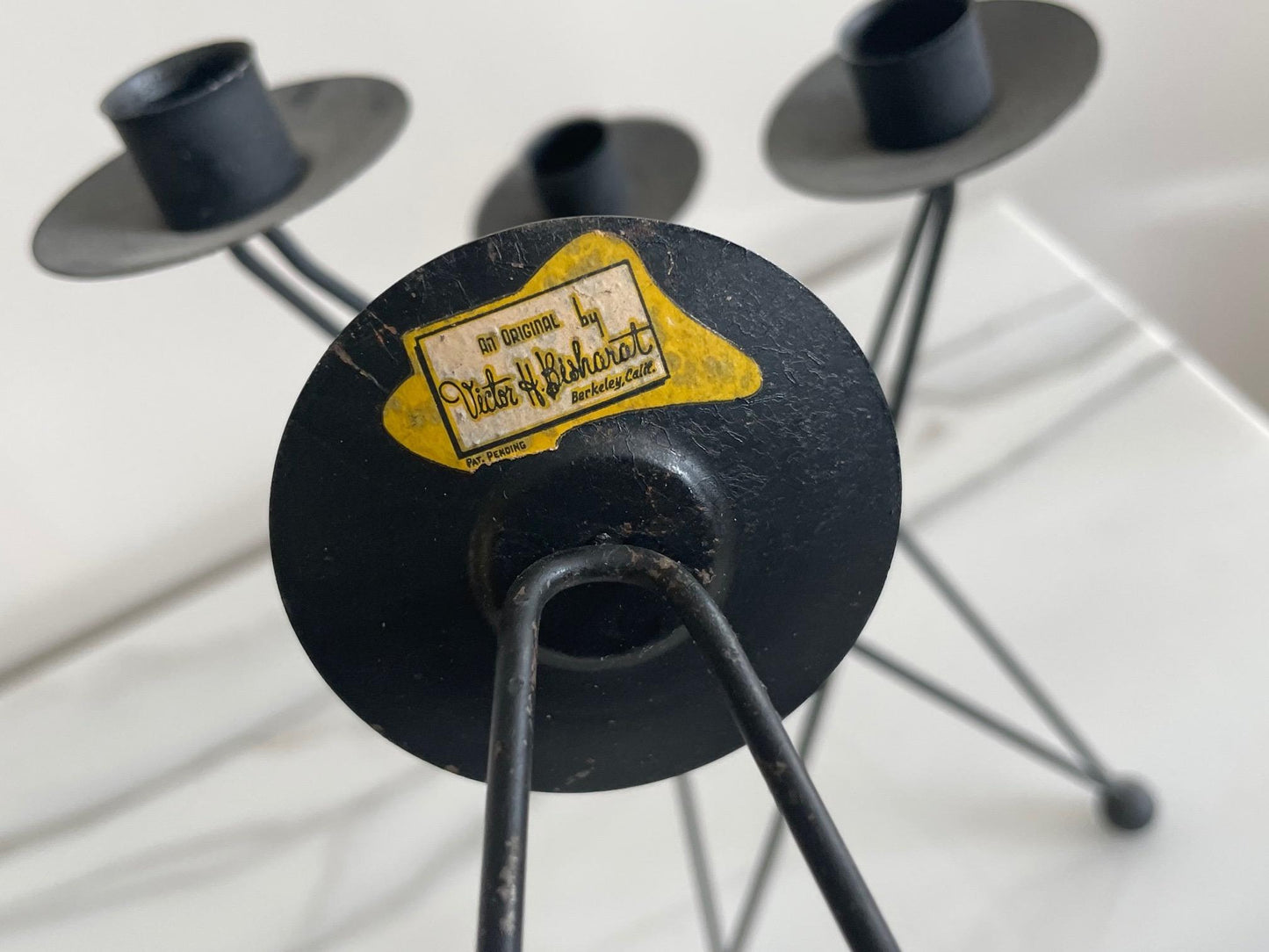 Frisman Vintage Pair of Atomic Candleholders by Architect Victor Bisharat