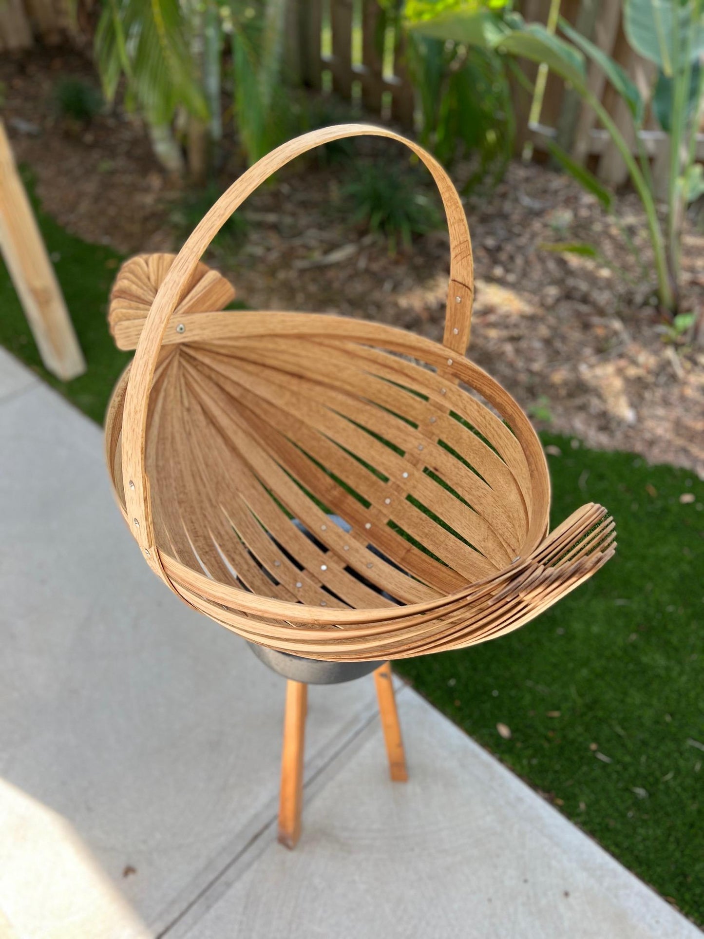 Frisman Vintage Large Decorative Basket Hickory Artisan Made