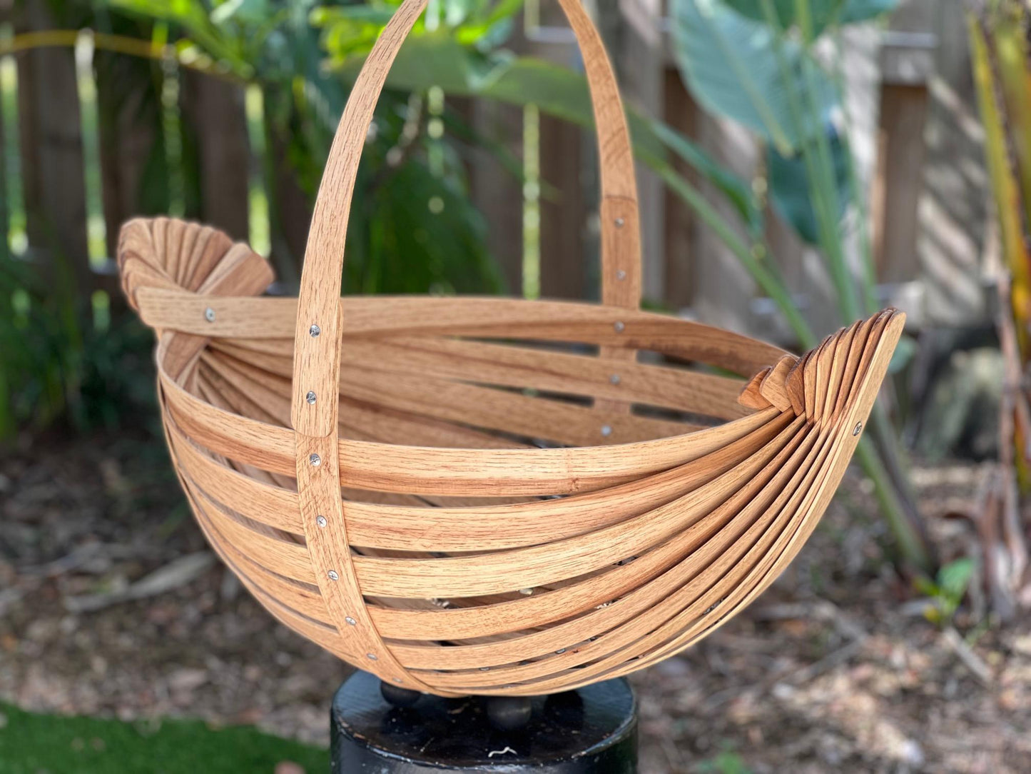Frisman Vintage Large Decorative Basket Hickory Artisan Made