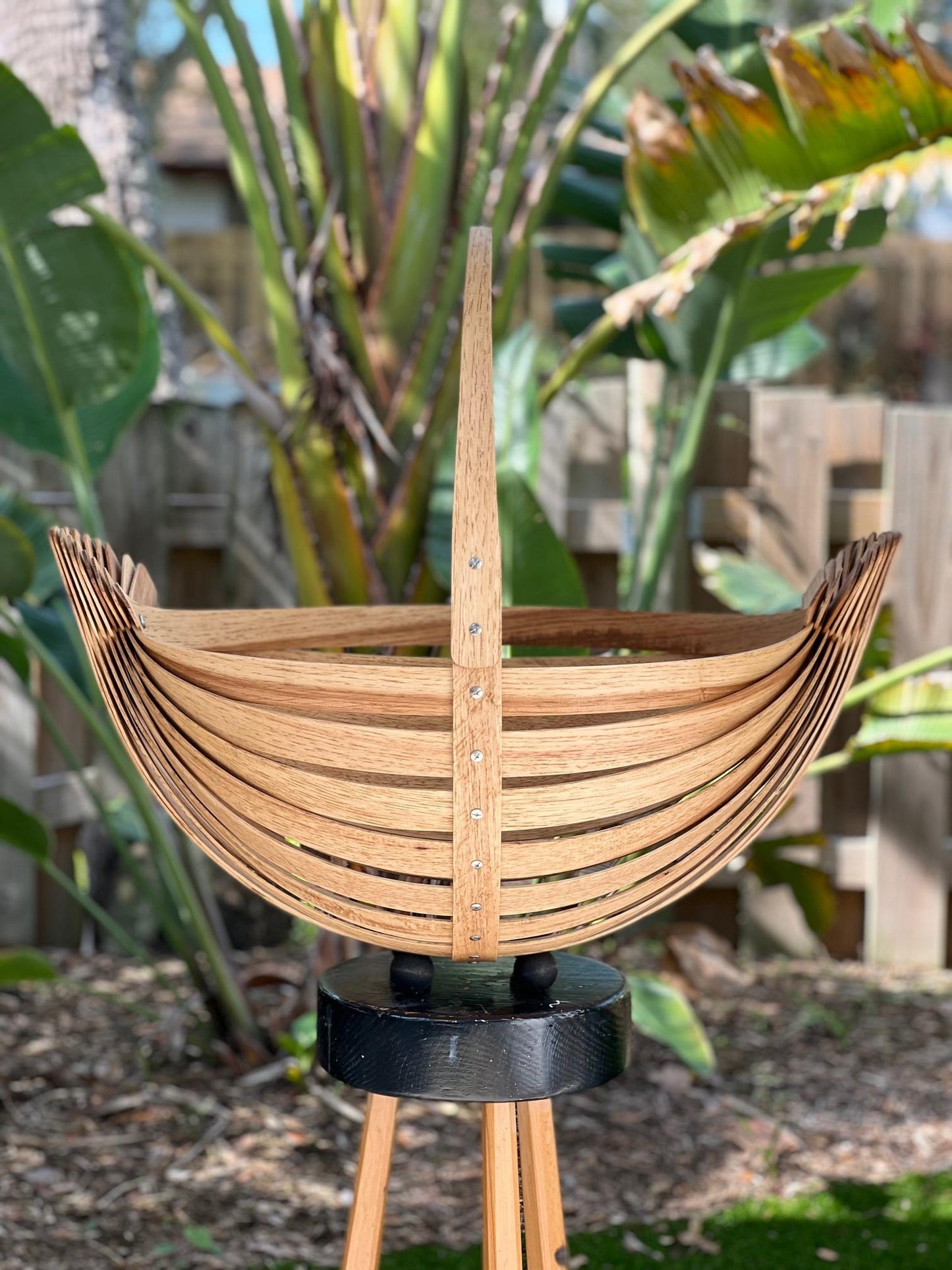 Frisman Vintage Large Decorative Basket Hickory Artisan Made
