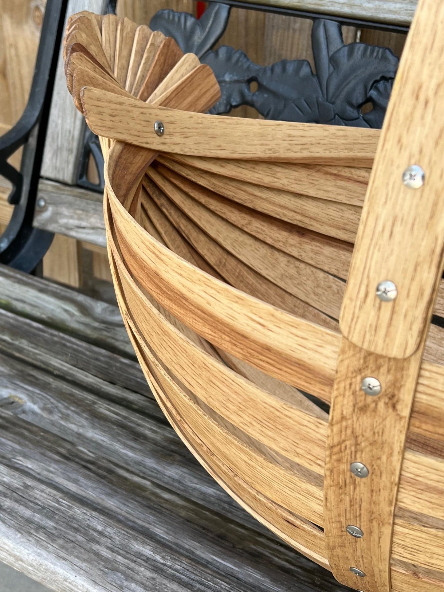 Frisman Vintage Large Decorative Basket Hickory Artisan Made
