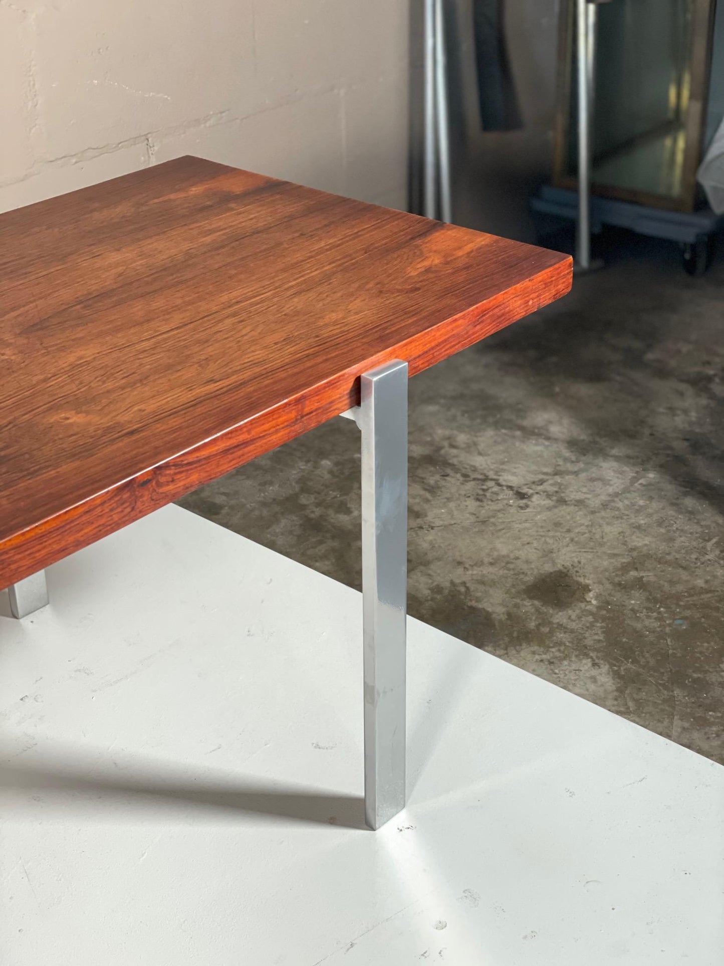 Frisman Vintage Classic Minimalist Rosewood and Steel Bench