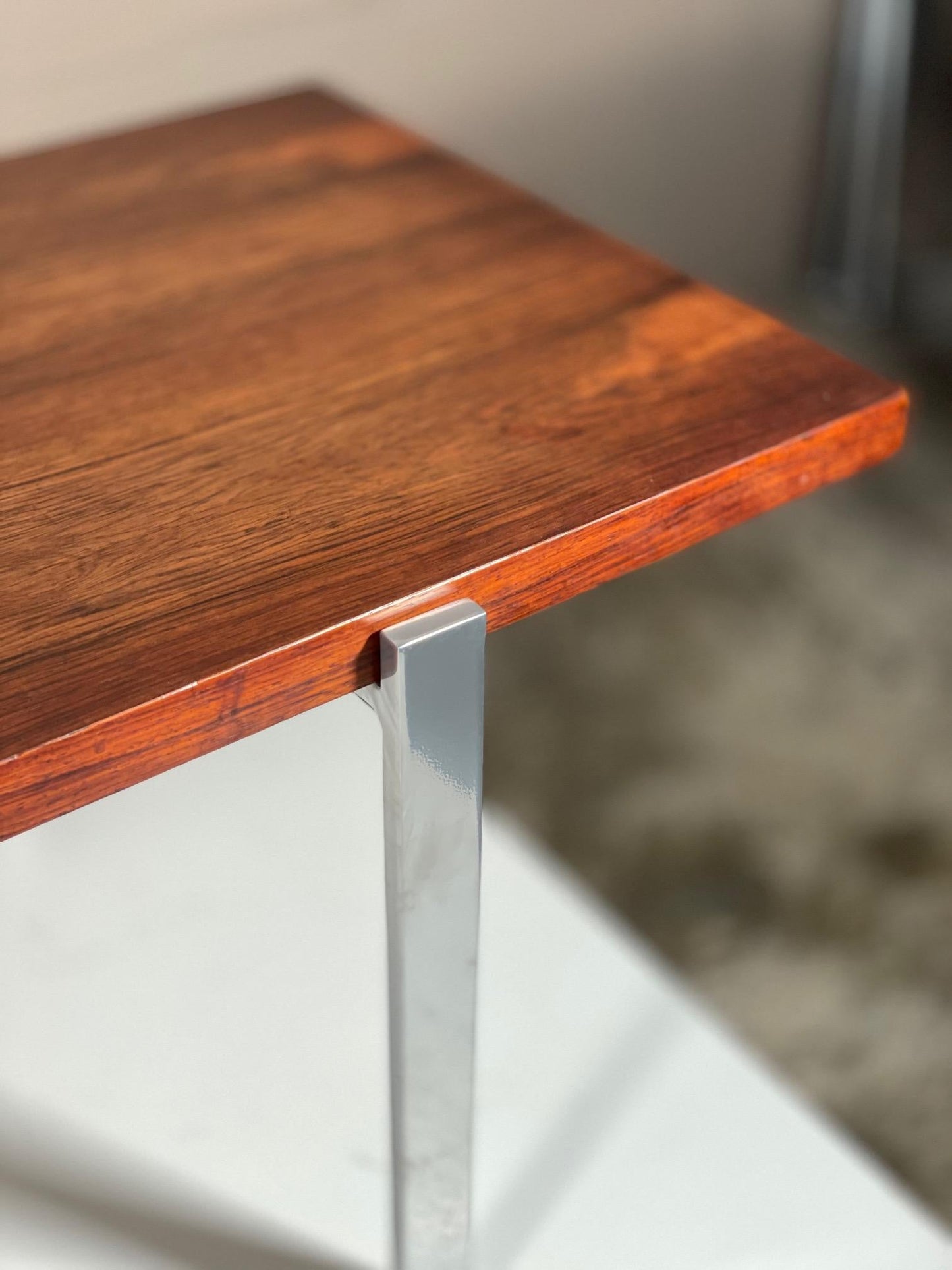 Frisman Vintage Classic Minimalist Rosewood and Steel Bench