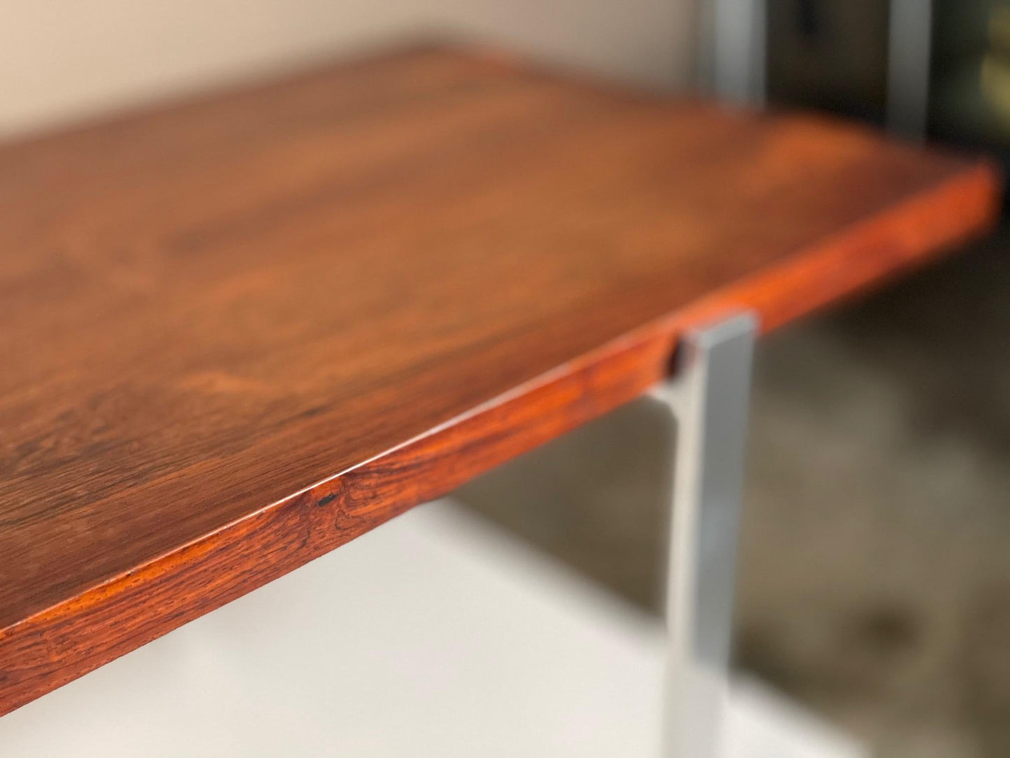 Frisman Vintage Classic Minimalist Rosewood and Steel Bench