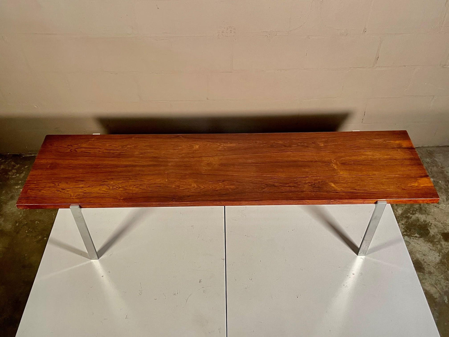 Frisman Vintage Classic Minimalist Rosewood and Steel Bench