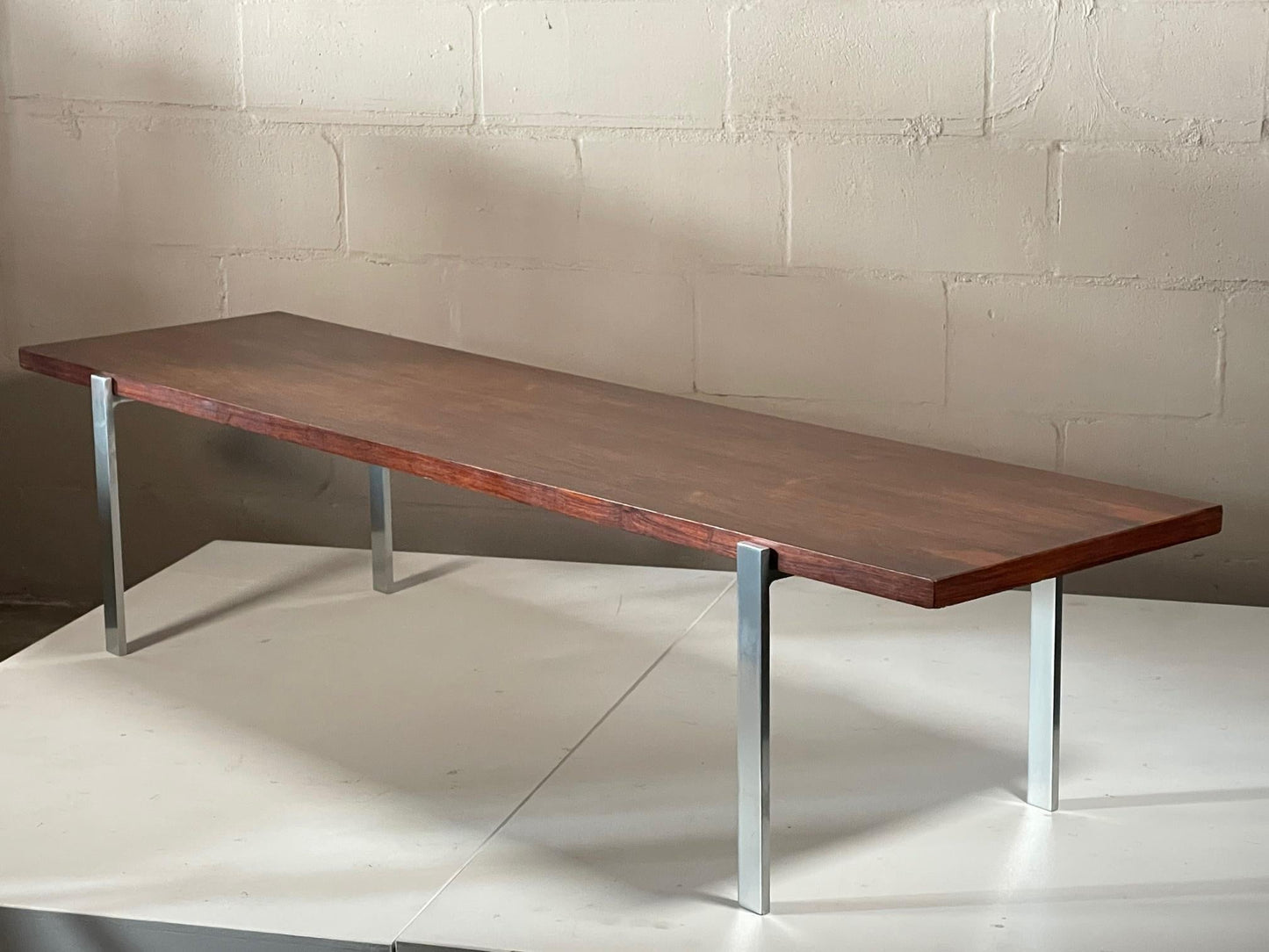 Frisman Vintage Classic Minimalist Rosewood and Steel Bench
