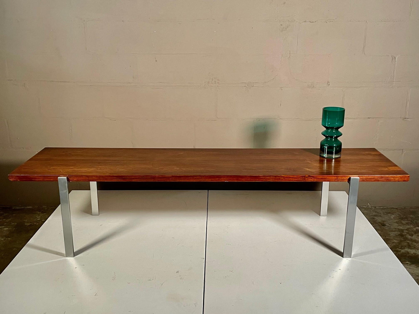 Frisman Vintage Classic Minimalist Rosewood and Steel Bench