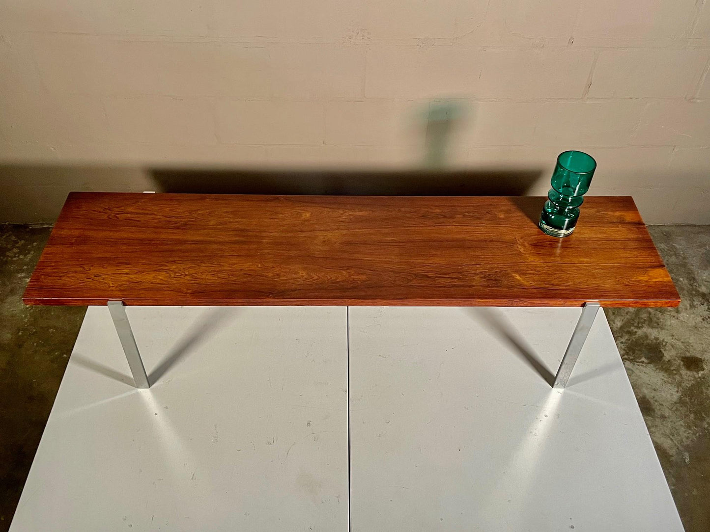 Frisman Vintage Classic Minimalist Rosewood and Steel Bench