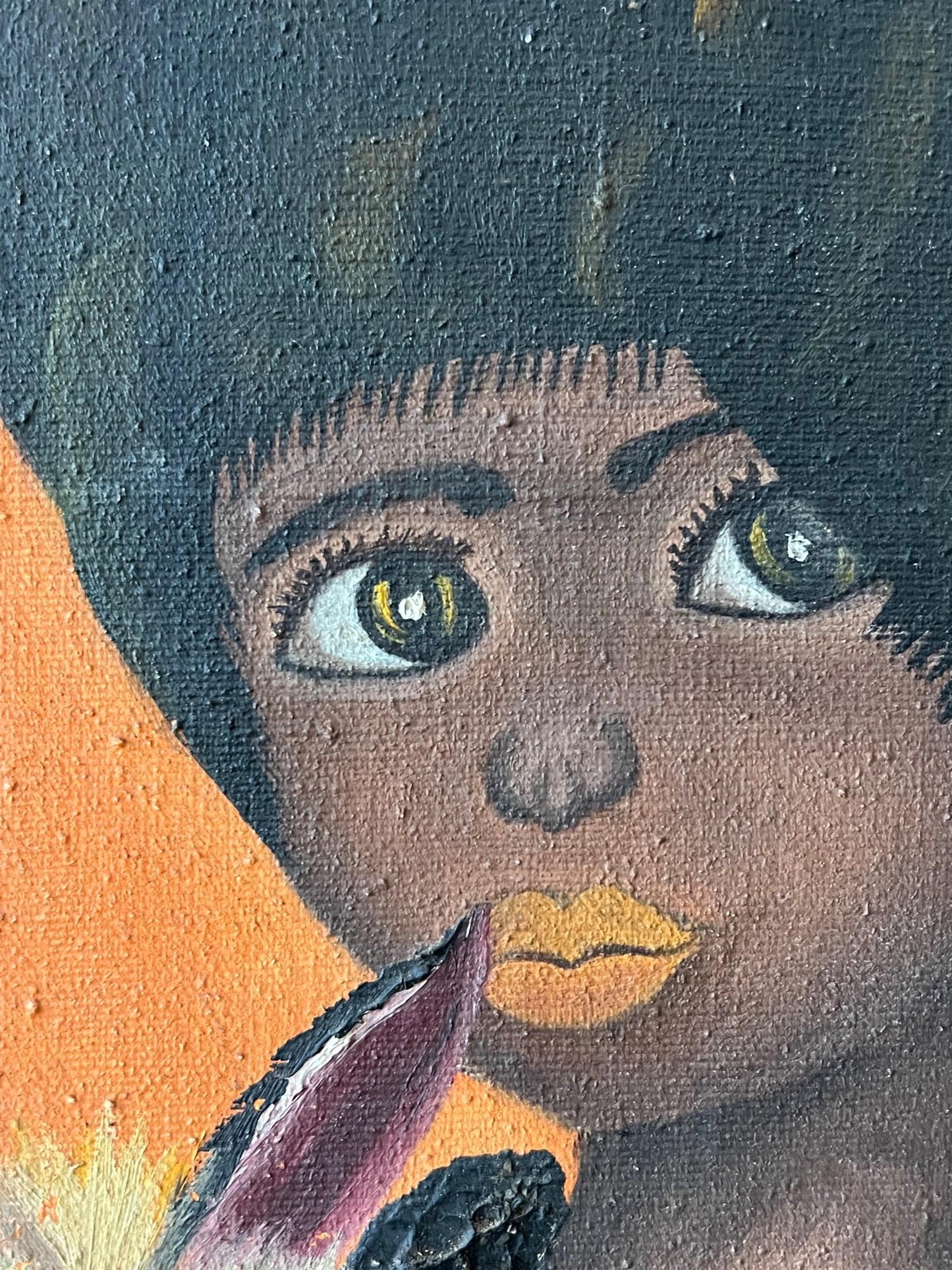 Frisman Vintage Big Eye Painting Self Taught, 1968