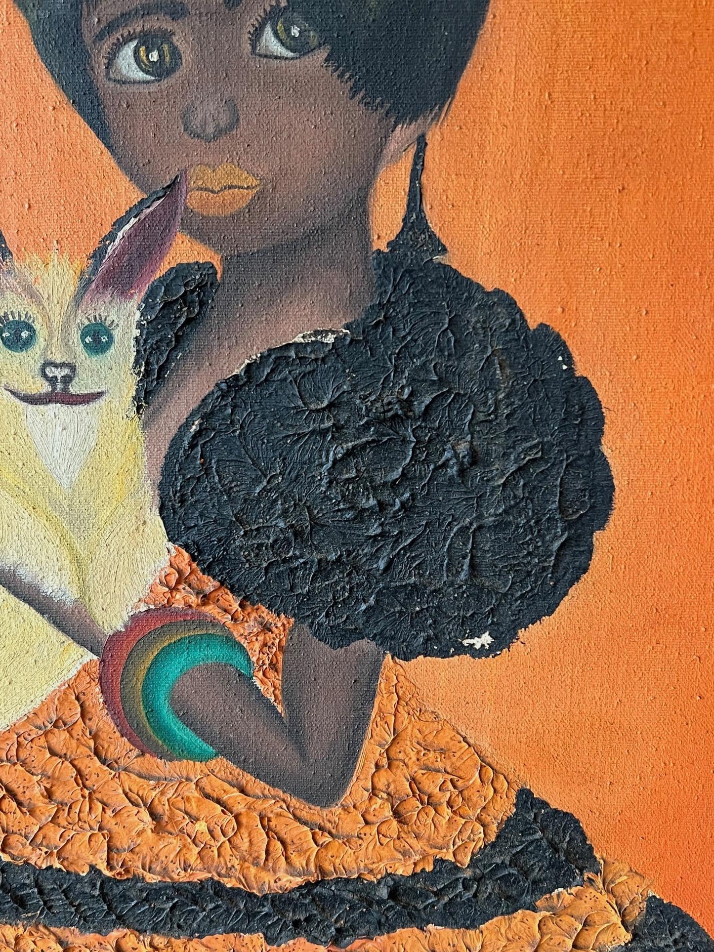 Frisman Vintage Big Eye Painting Self Taught, 1968