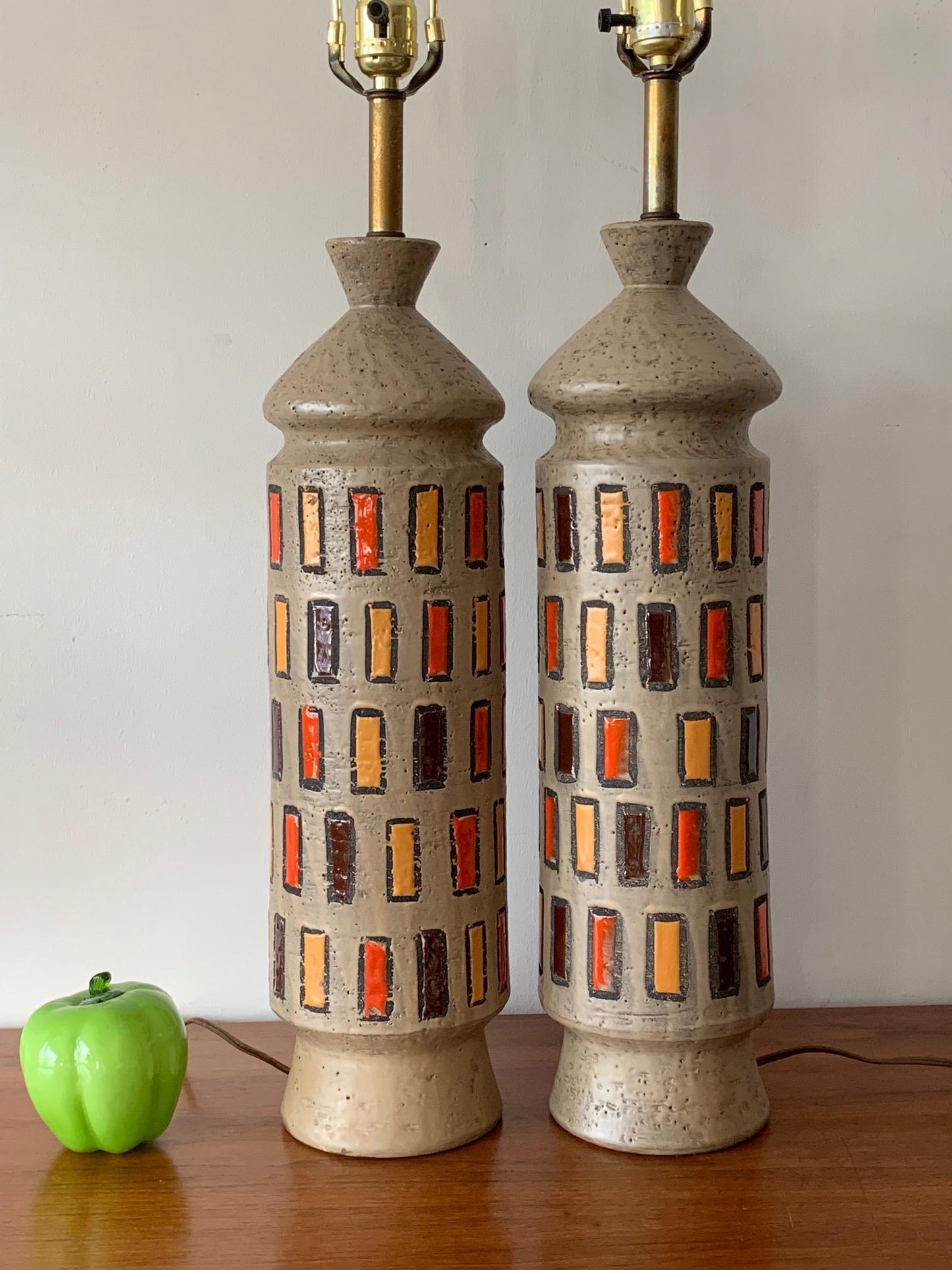 Frisman Vintage Pair of Unusual Bitossi Lamps