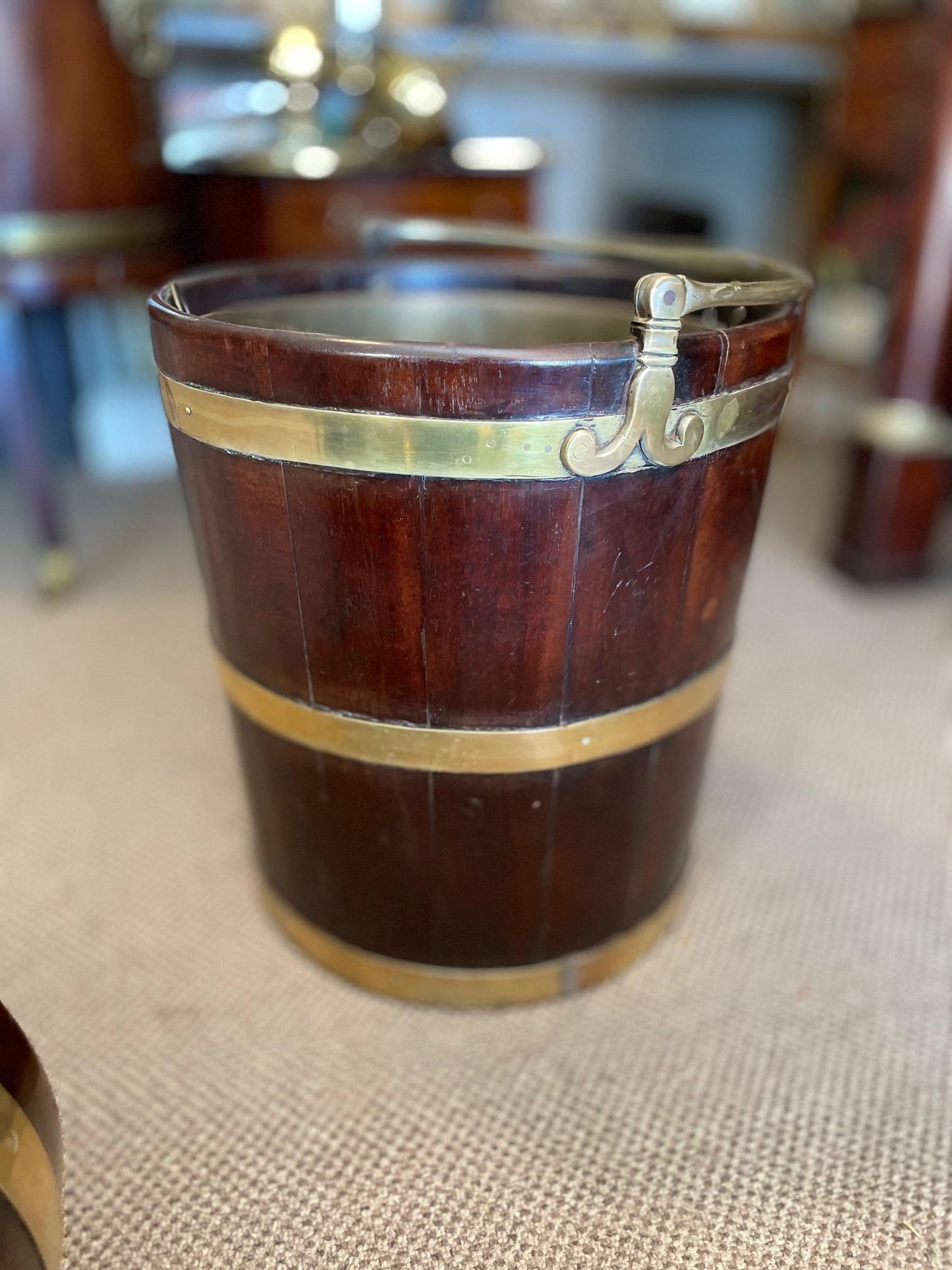 Frisman Vintage Pair of English Buckets Mahogany and Brass George III