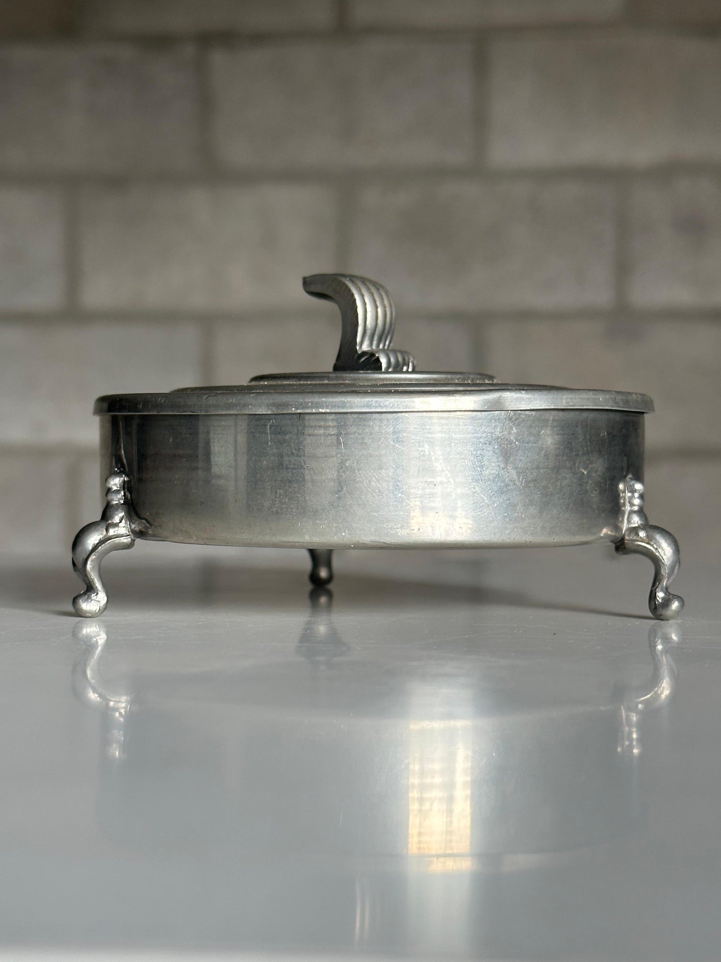 Frisman Vintage Footed Lidded Jar by Svenskt Tenn in Pewter