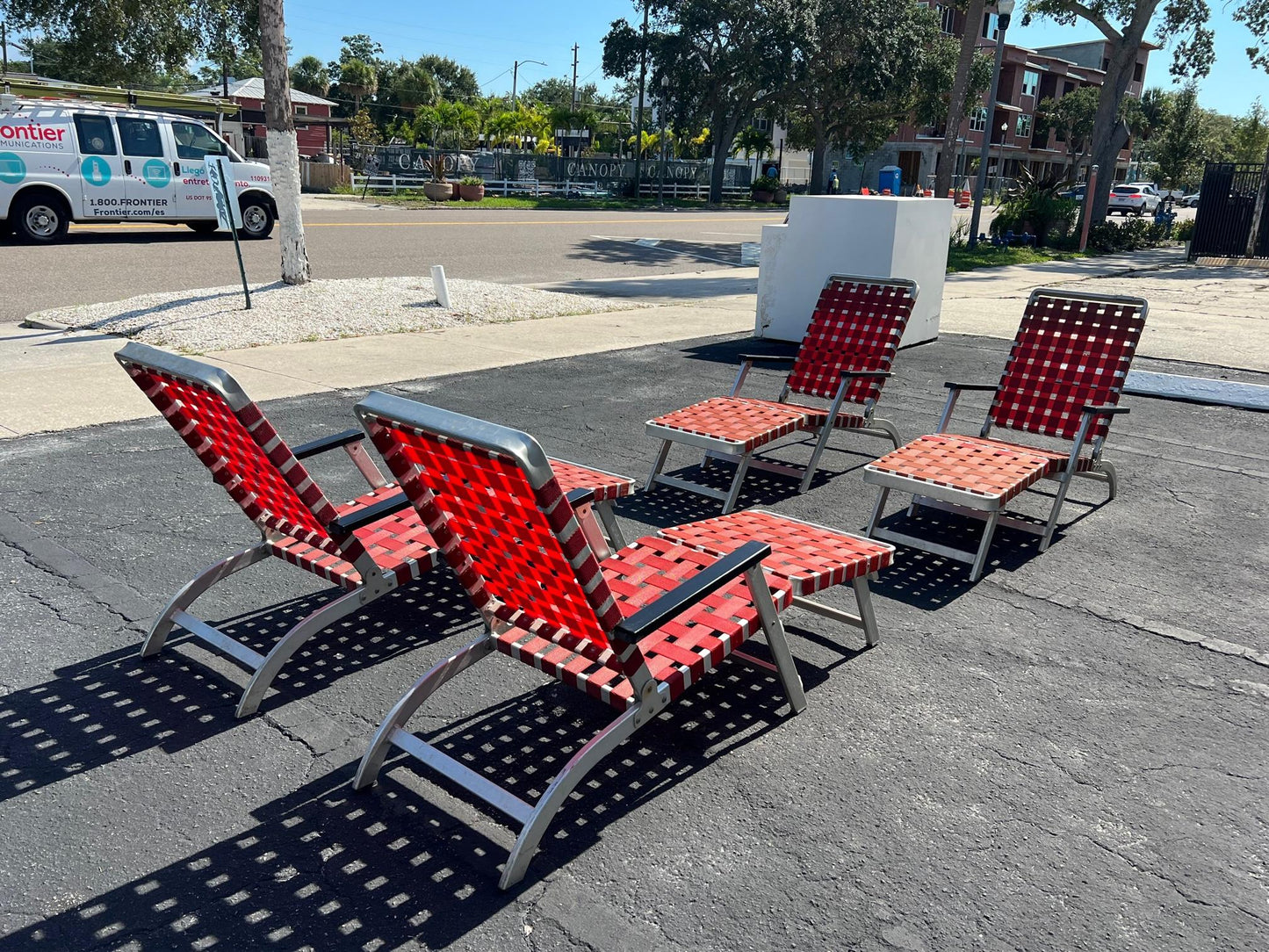 Frisman Vintage A Pair of Aluminum Folding Chaise Lounges from SS United States Luxury Ship