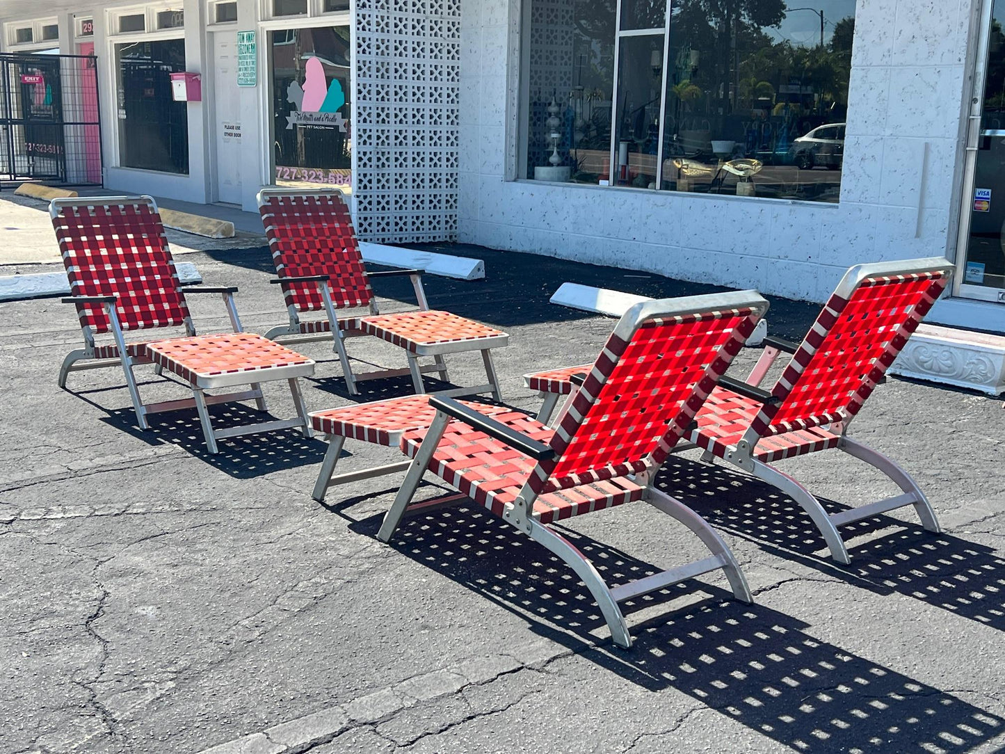 Frisman Vintage A Pair of Aluminum Folding Chaise Lounges from SS United States Luxury Ship