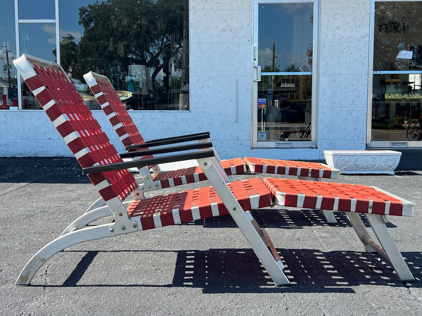 Frisman Vintage A Pair of Aluminum Folding Chaise Lounges from SS United States Luxury Ship