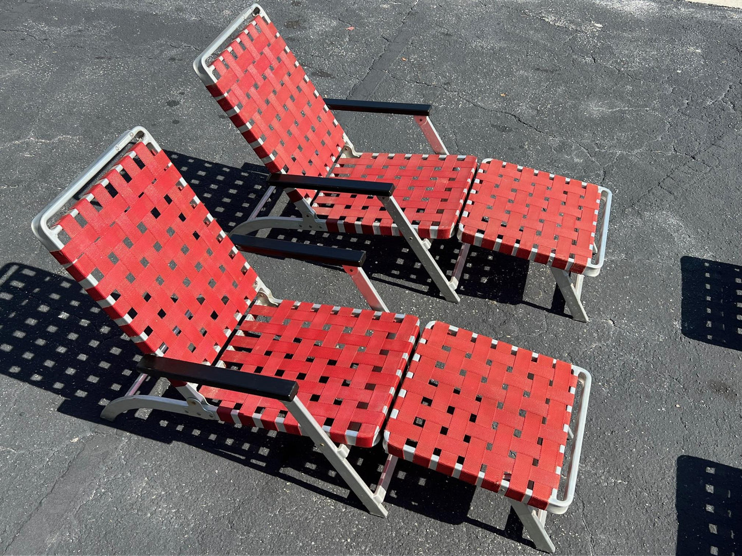 Frisman Vintage A Pair of Aluminum Folding Chaise Lounges from SS United States Luxury Ship