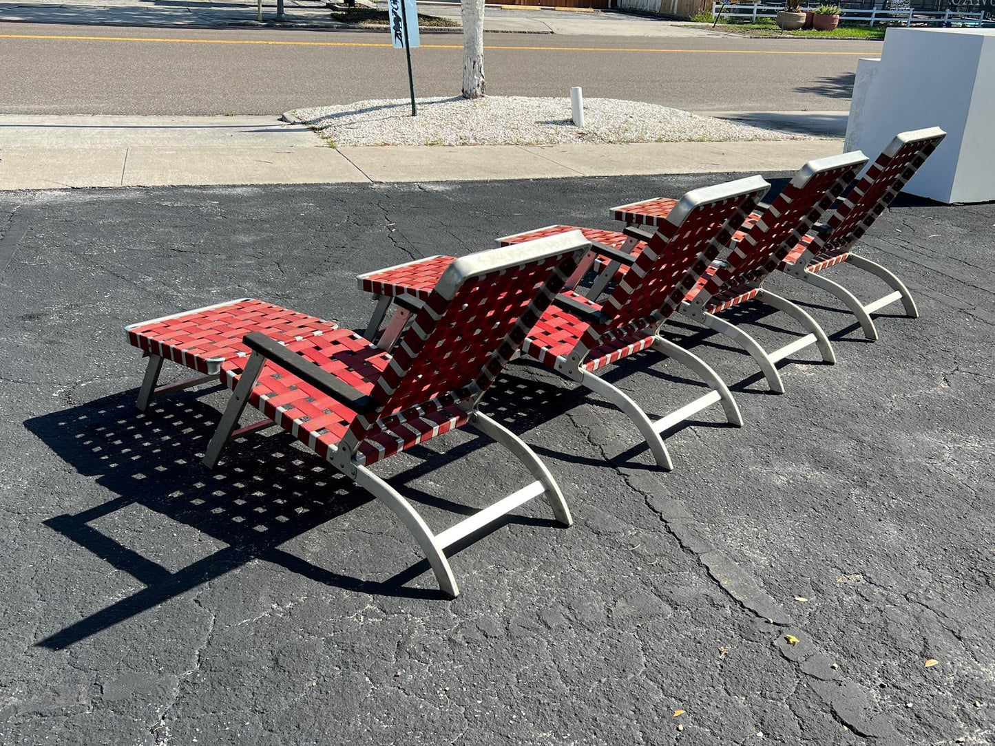 Frisman Vintage A Pair of Aluminum Folding Chaise Lounges from SS United States Luxury Ship