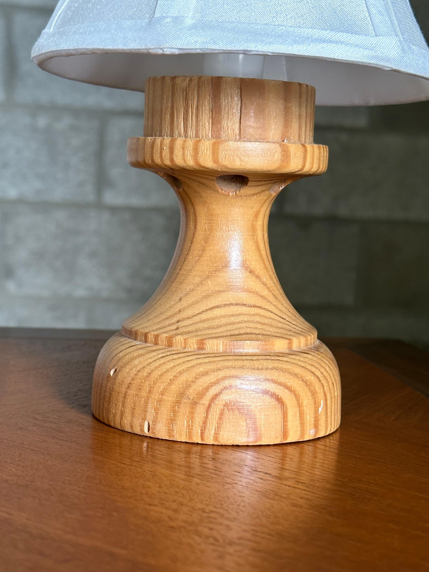 Frisman Vintage Small Turned Pine Lamps, Sweden, 1970s