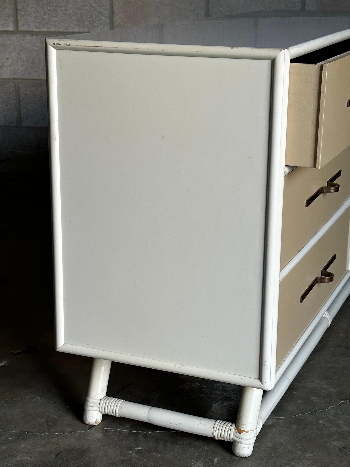 Frisman Vintage Tommi Parzinger Lacquered Dresser With Brass Hardware for Willow and Reed