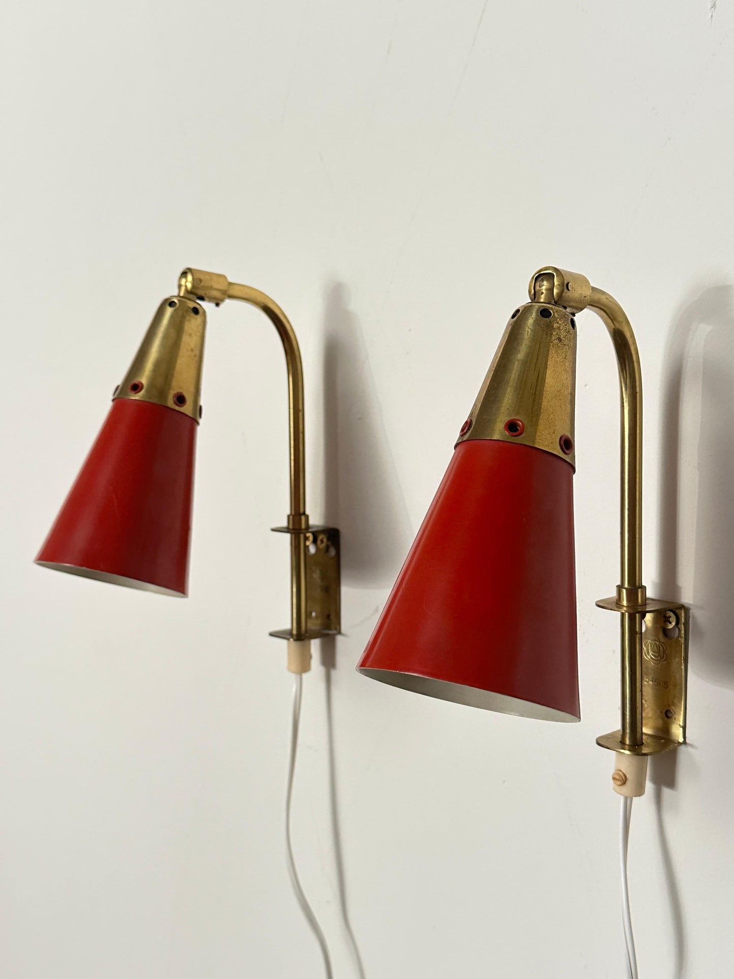 Frisman Vintage 1950s Swedish Modernist Wall Lights by Upsala Armaturfabrik- a Pair