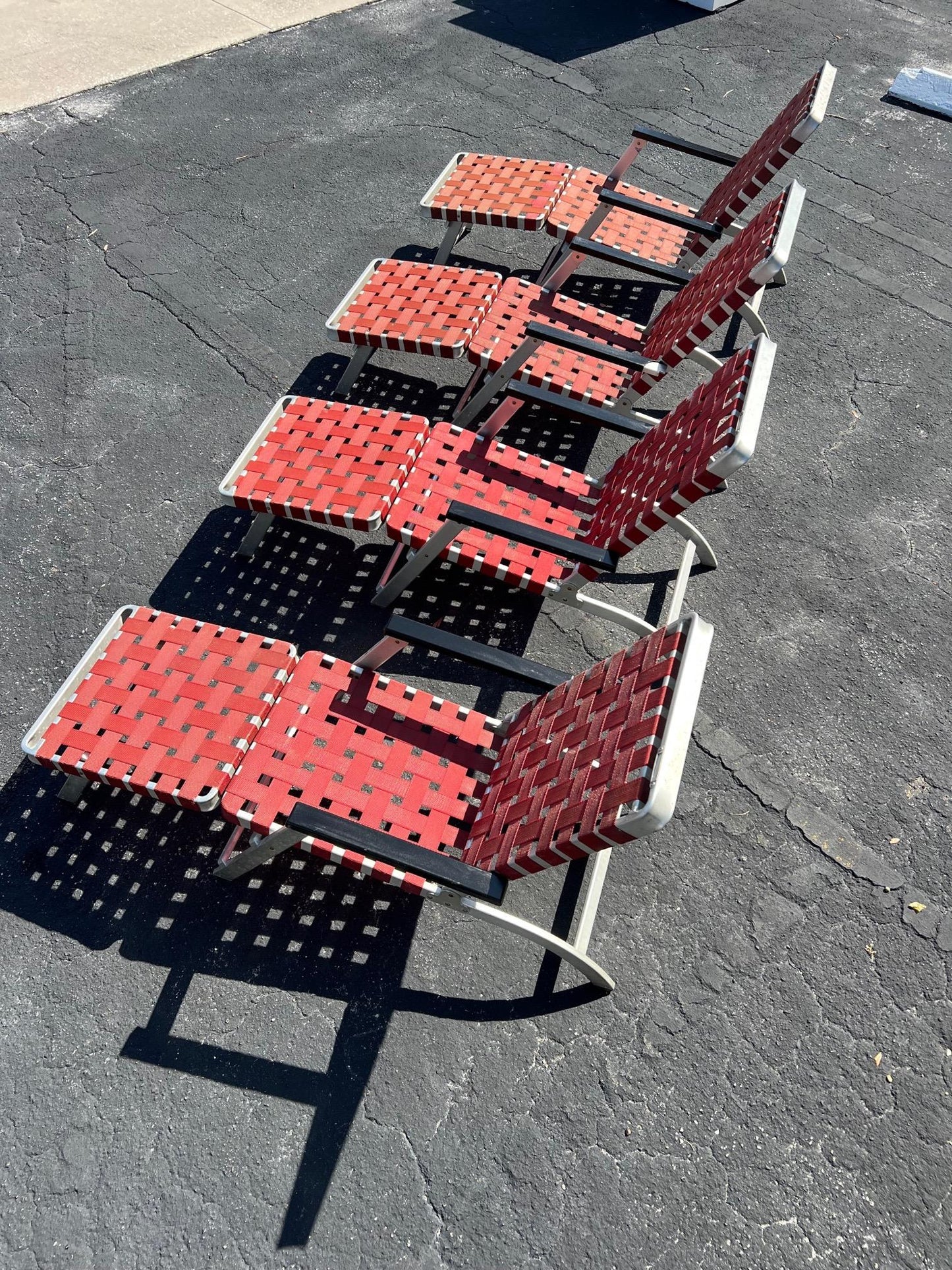 Frisman Vintage A Pair of Aluminum Folding Chaise Lounges from SS United States Luxury Ship