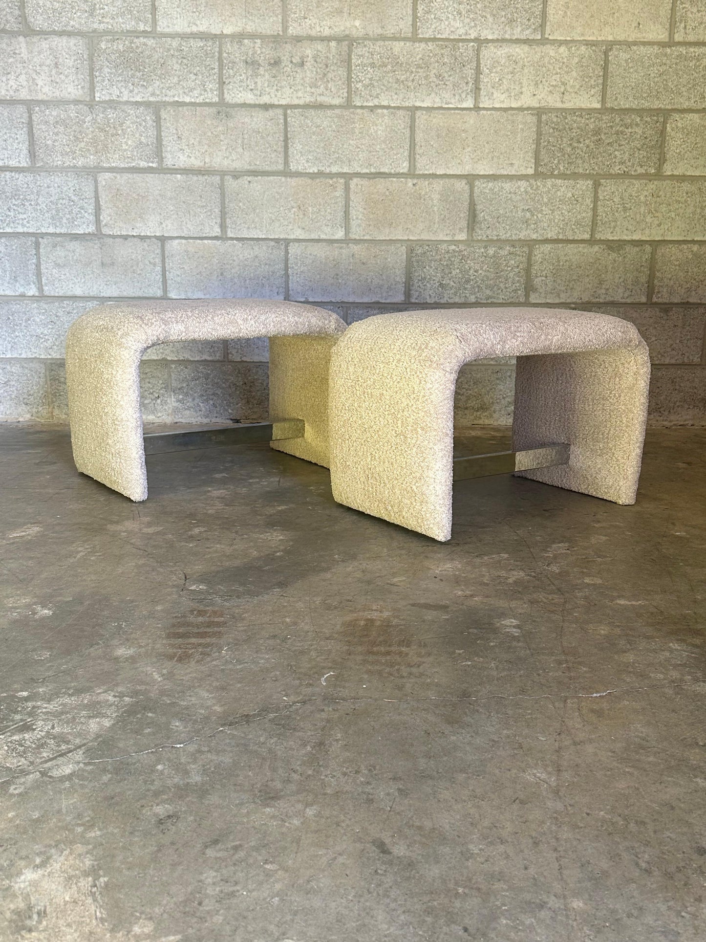 Frisman Vintage Vintage Waterfall Ottomans/ Stools by Thayer Coggin - A Pair