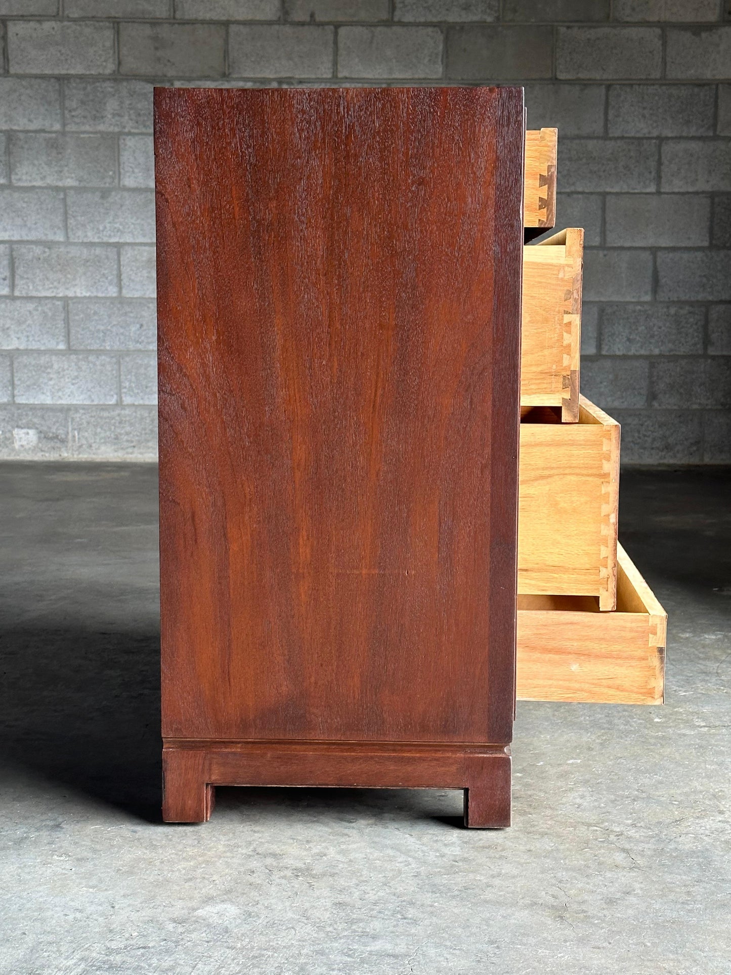 Frisman Vintage Tommi Parzinger Leather Front Chest of Drawers for Charak Modern