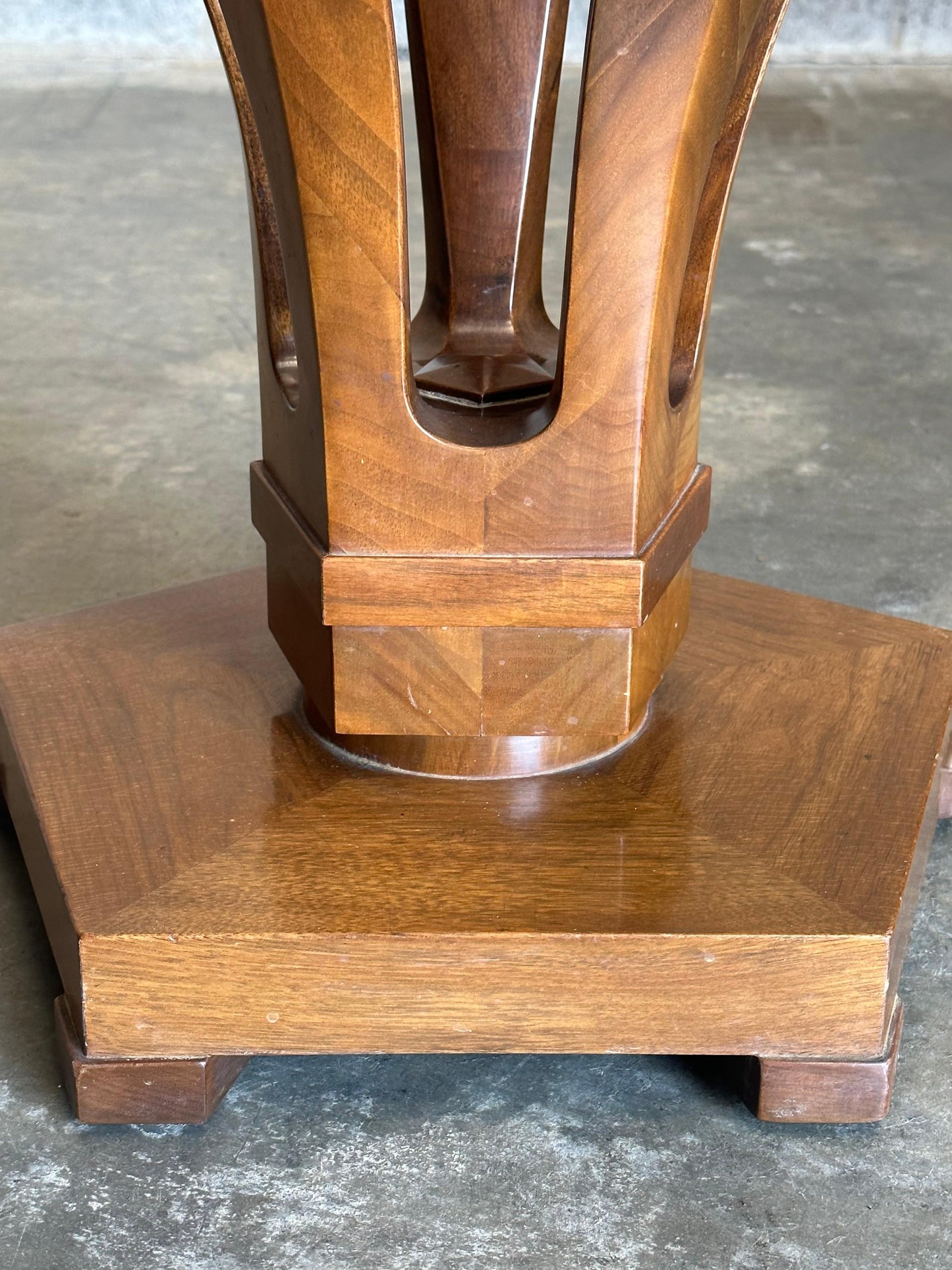 Frisman Vintage Edward Wormley for Dunbar Large Tulip End/ Side Table in Travertine and Walnut