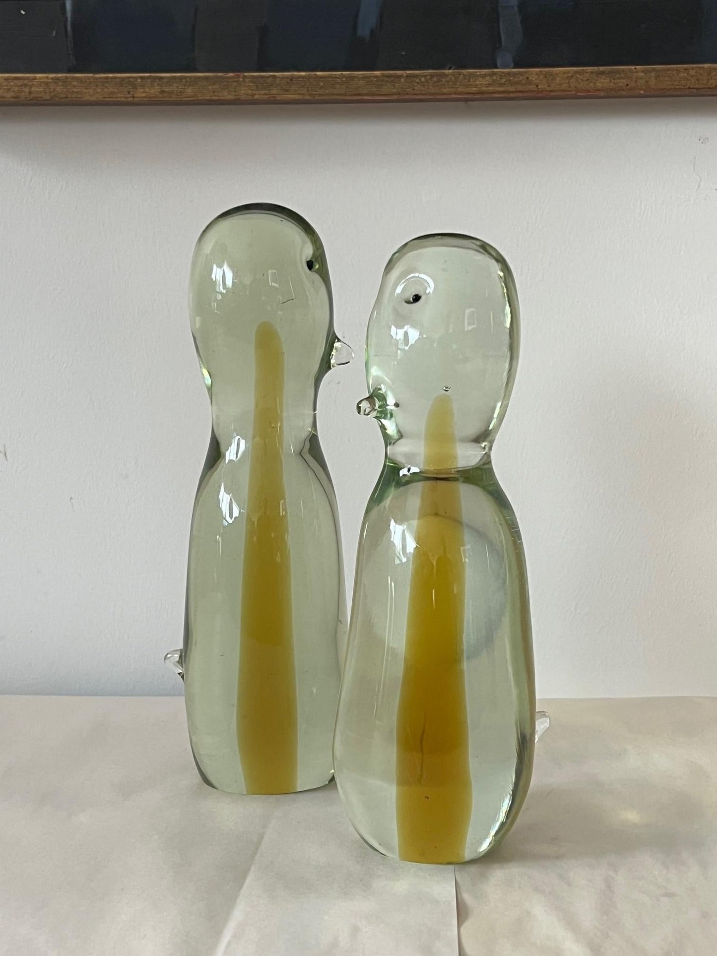 Frisman Vintage Two Antonio da Ros Cenedese Murano Glass Sculpture Penguins