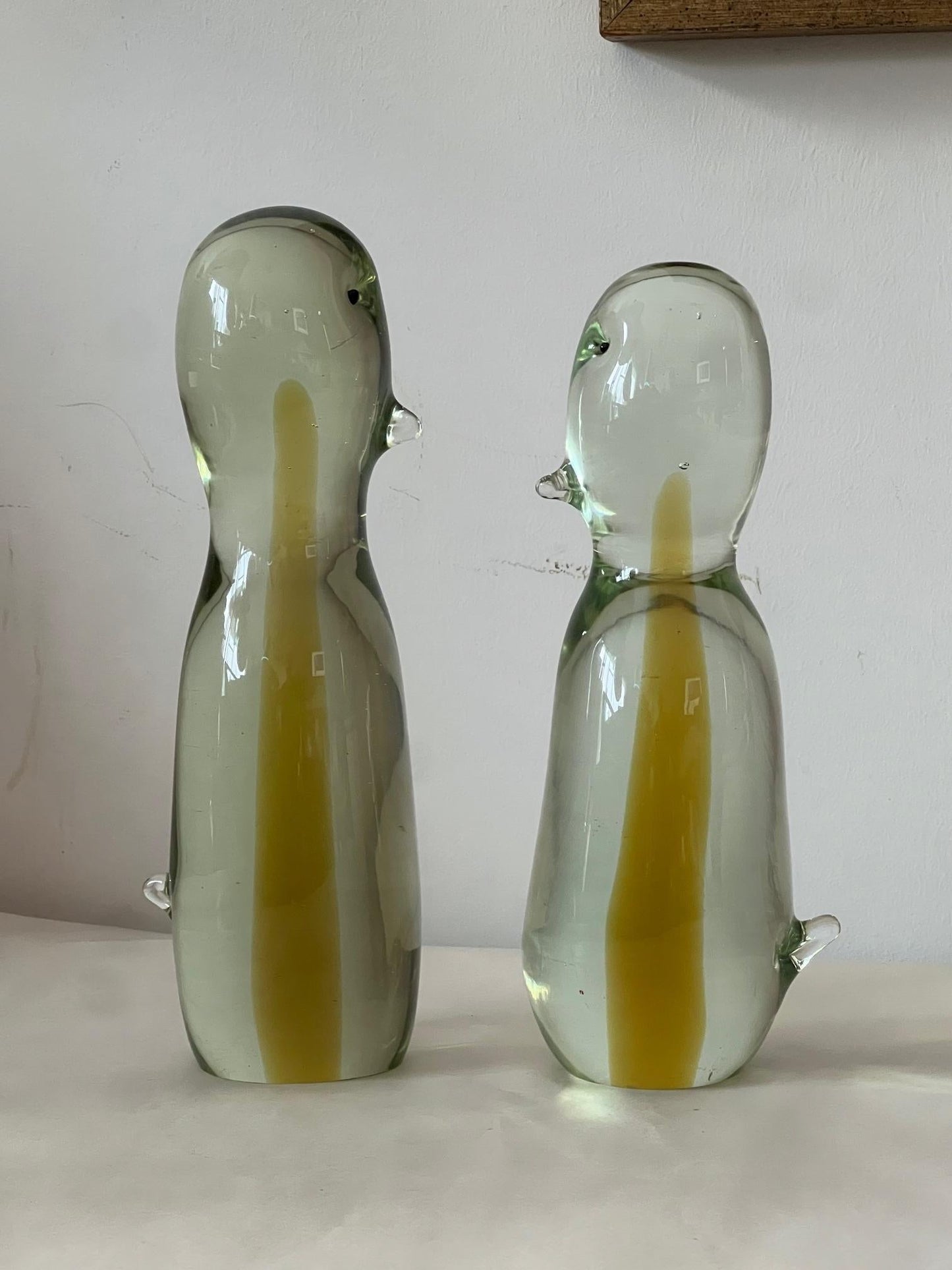 Frisman Vintage Two Antonio da Ros Cenedese Murano Glass Sculpture Penguins