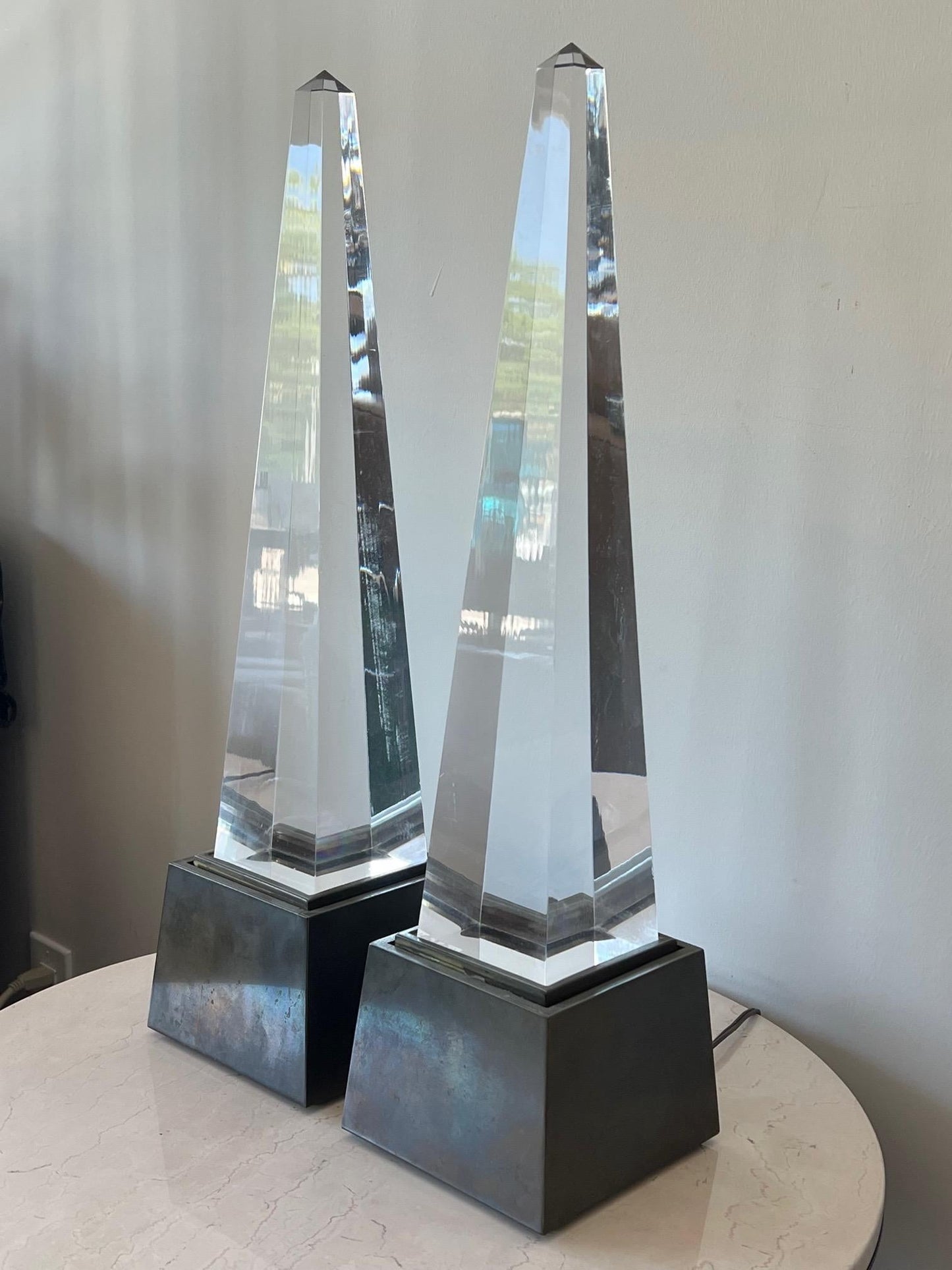 Frisman Vintage Pair of Chapman Obelisk Lamps, circa 1977