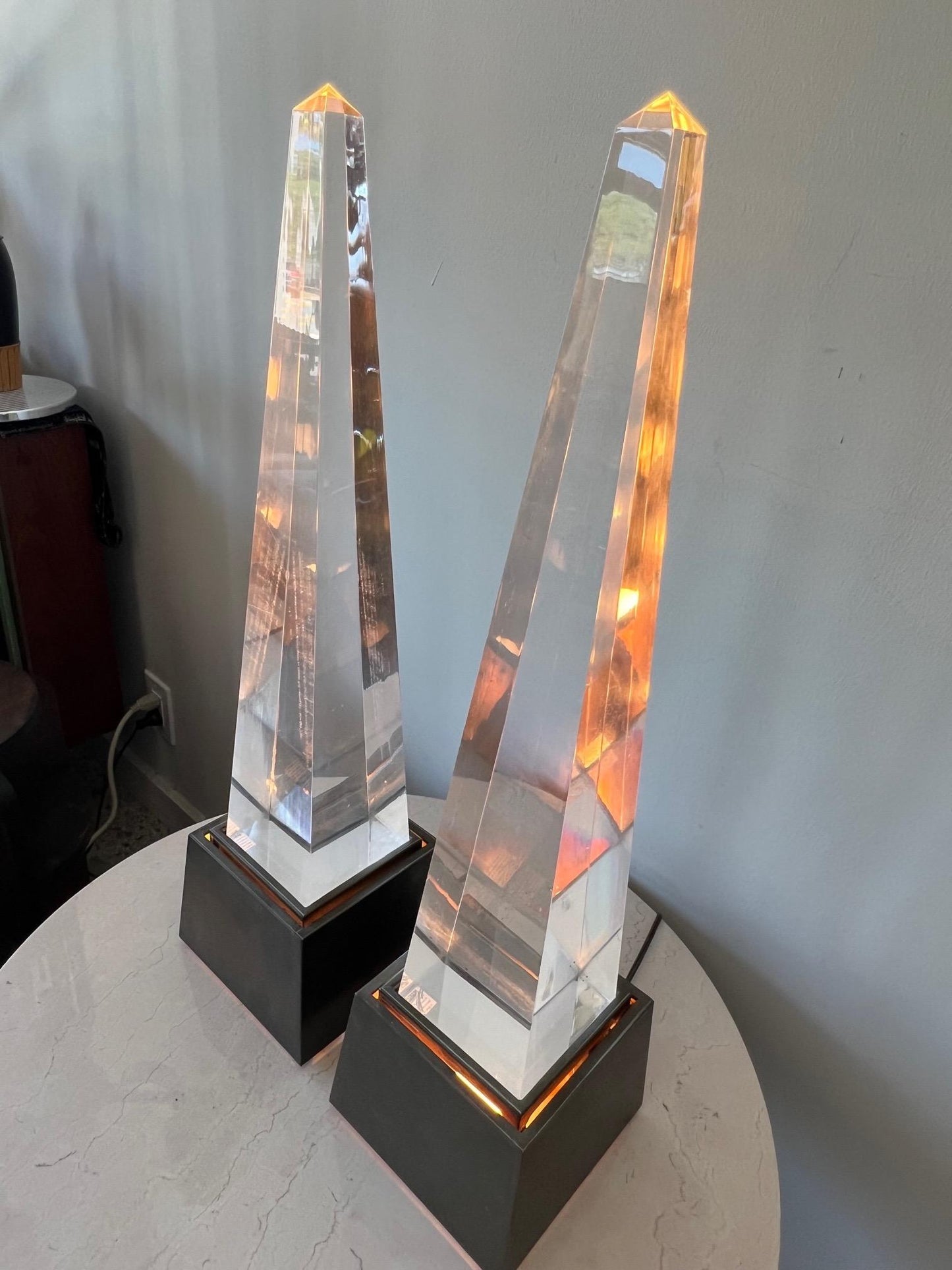 Frisman Vintage Pair of Chapman Obelisk Lamps, circa 1977