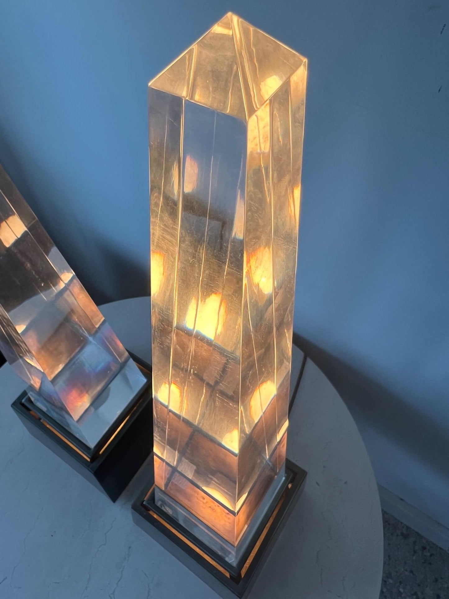 Frisman Vintage Pair of Chapman Obelisk Lamps, circa 1977