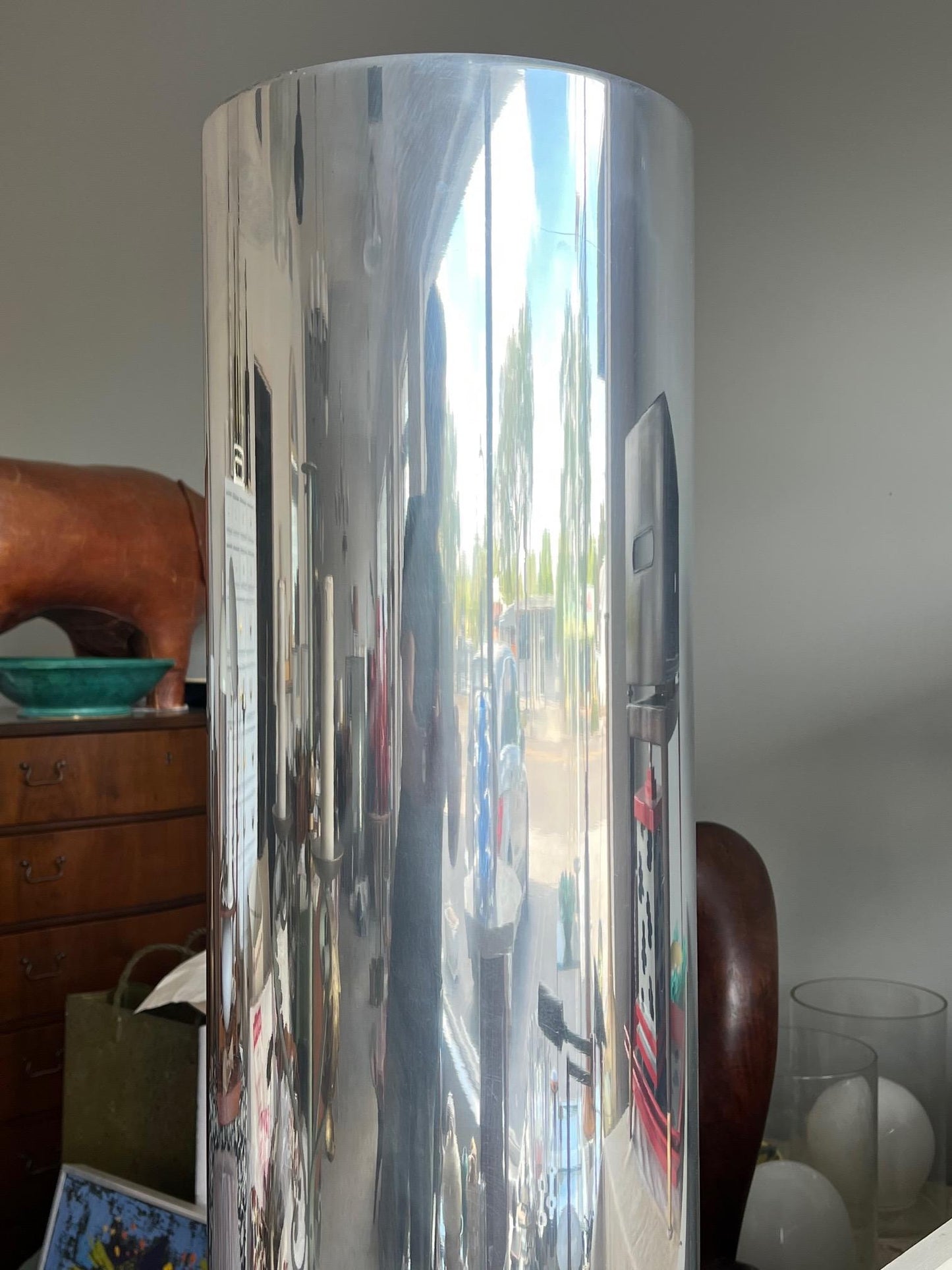 Frisman Vintage A Polished Aluminum Floor Lamp Tube Shaped Ca' 1960's