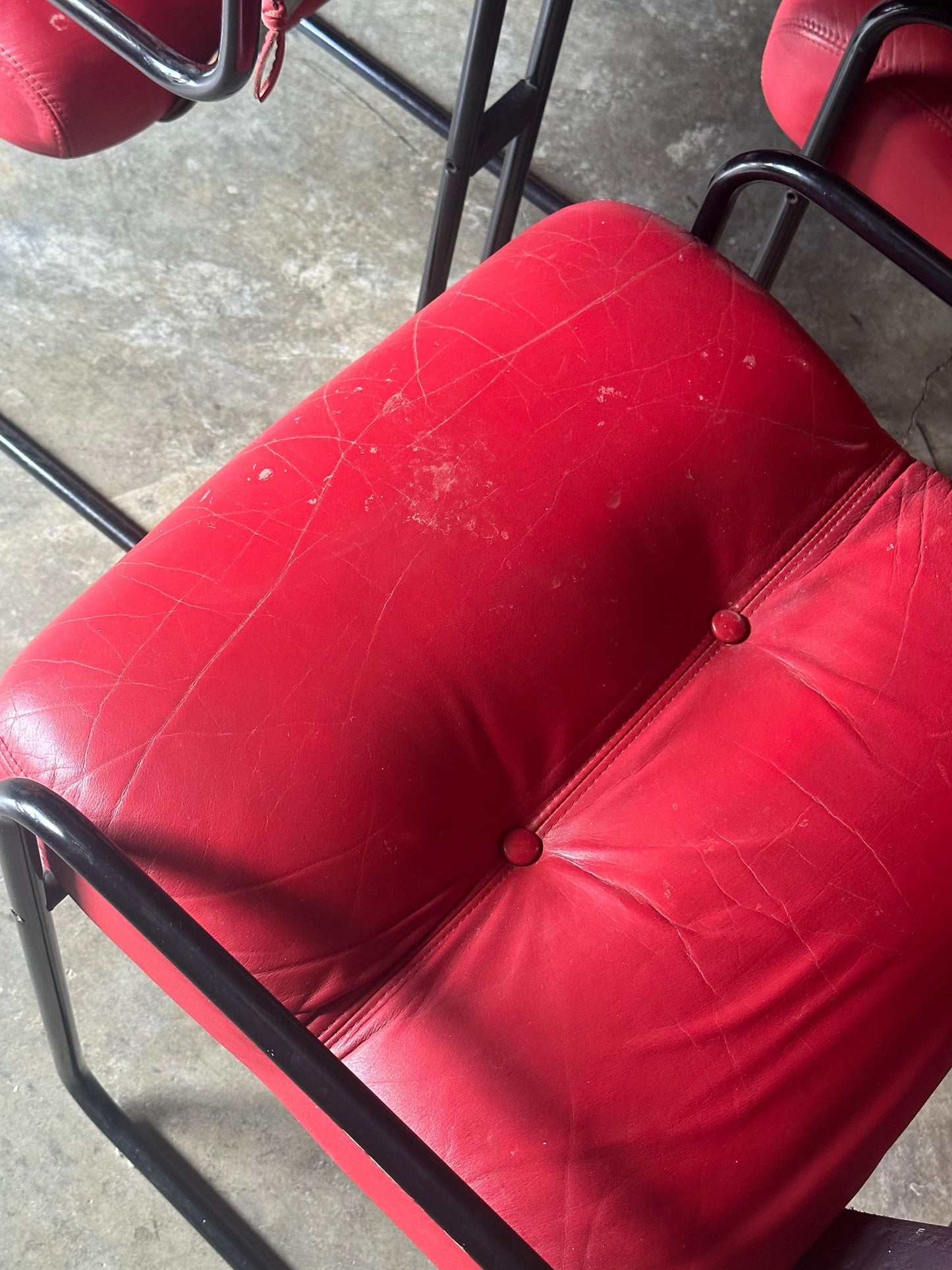 Frisman Vintage Tucroma Chairs by Guido Faleschini for I4 Mariani, Red Leather- Set of 6