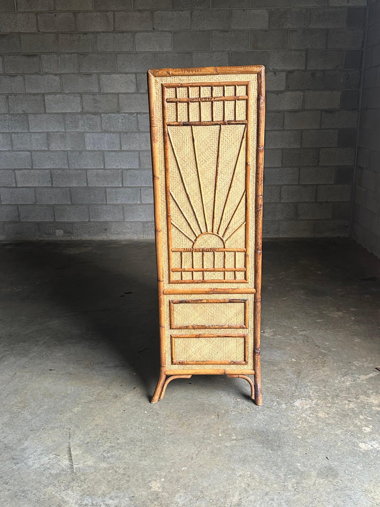 Frisman Vintage Vintage Bamboo and Grass Cloth Dresser / Armoire