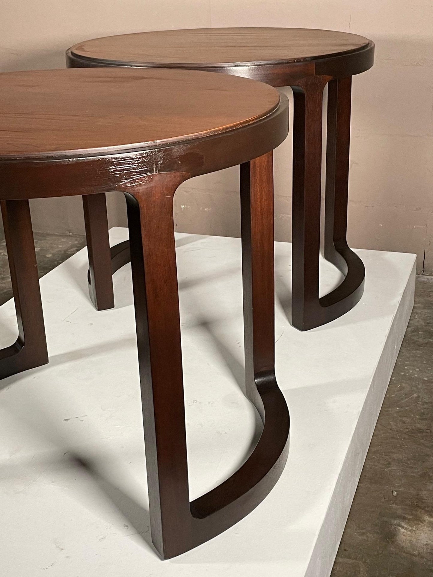 Frisman Vintage Pair of Unusual Side Tables by Dunbar