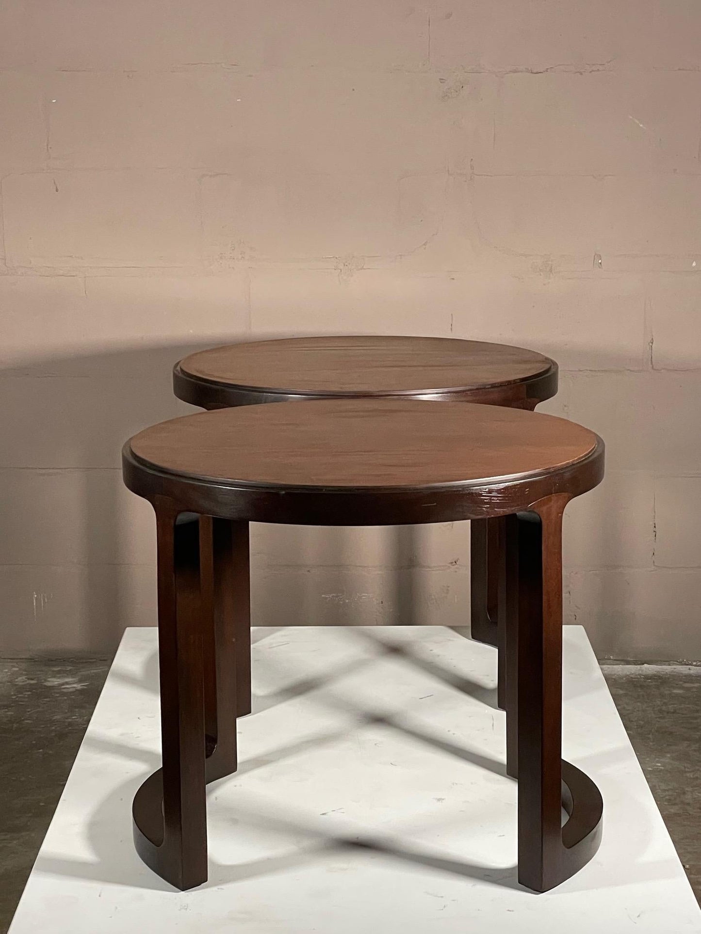 Frisman Vintage Pair of Unusual Side Tables by Dunbar