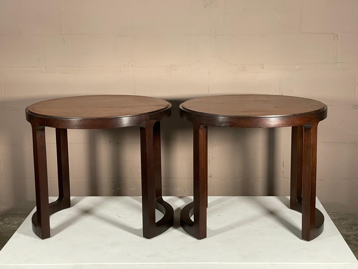 Frisman Vintage Pair of Unusual Side Tables by Dunbar