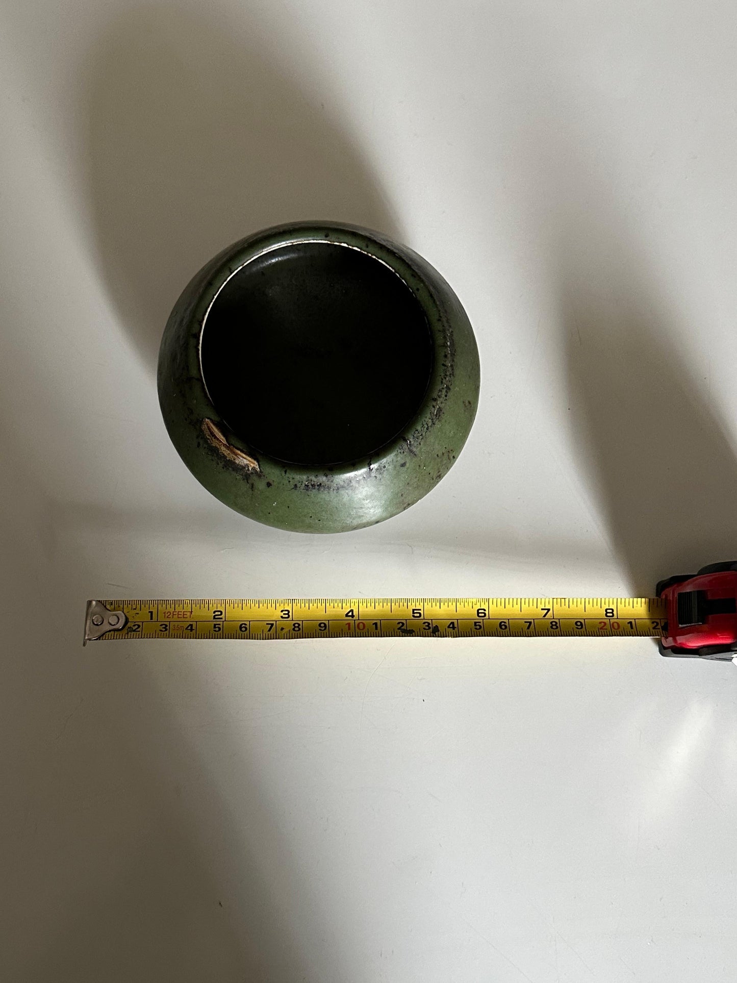 Frisman Vintage Carl Harry Stålhane for Rörstrand Atelje Mottled Green Ceramic Bowl/ Low Vase